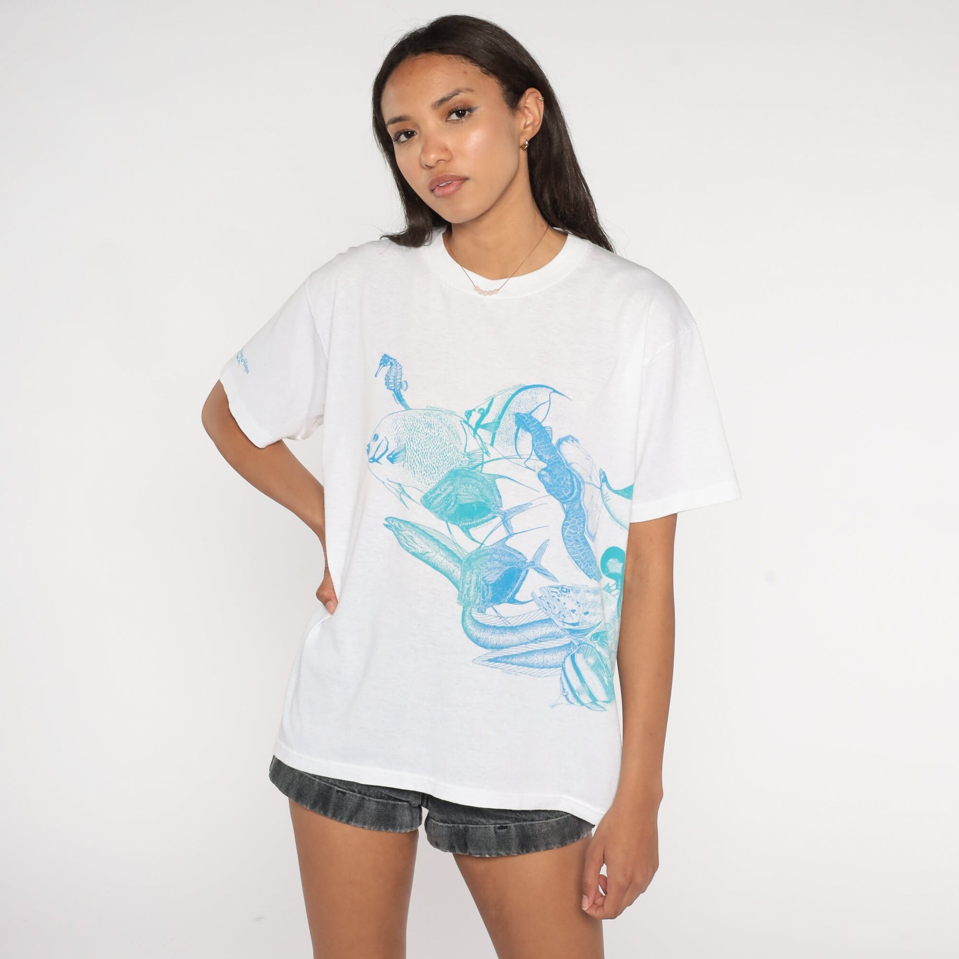 80s American Diving Headquarters Key Largo Tropical Fish Graphic Tee Small