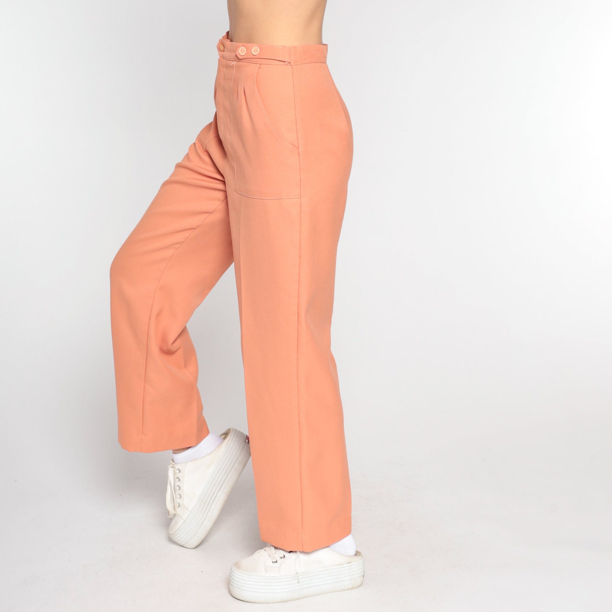 70s Peach High-Rise Straight Leg Trousers Small