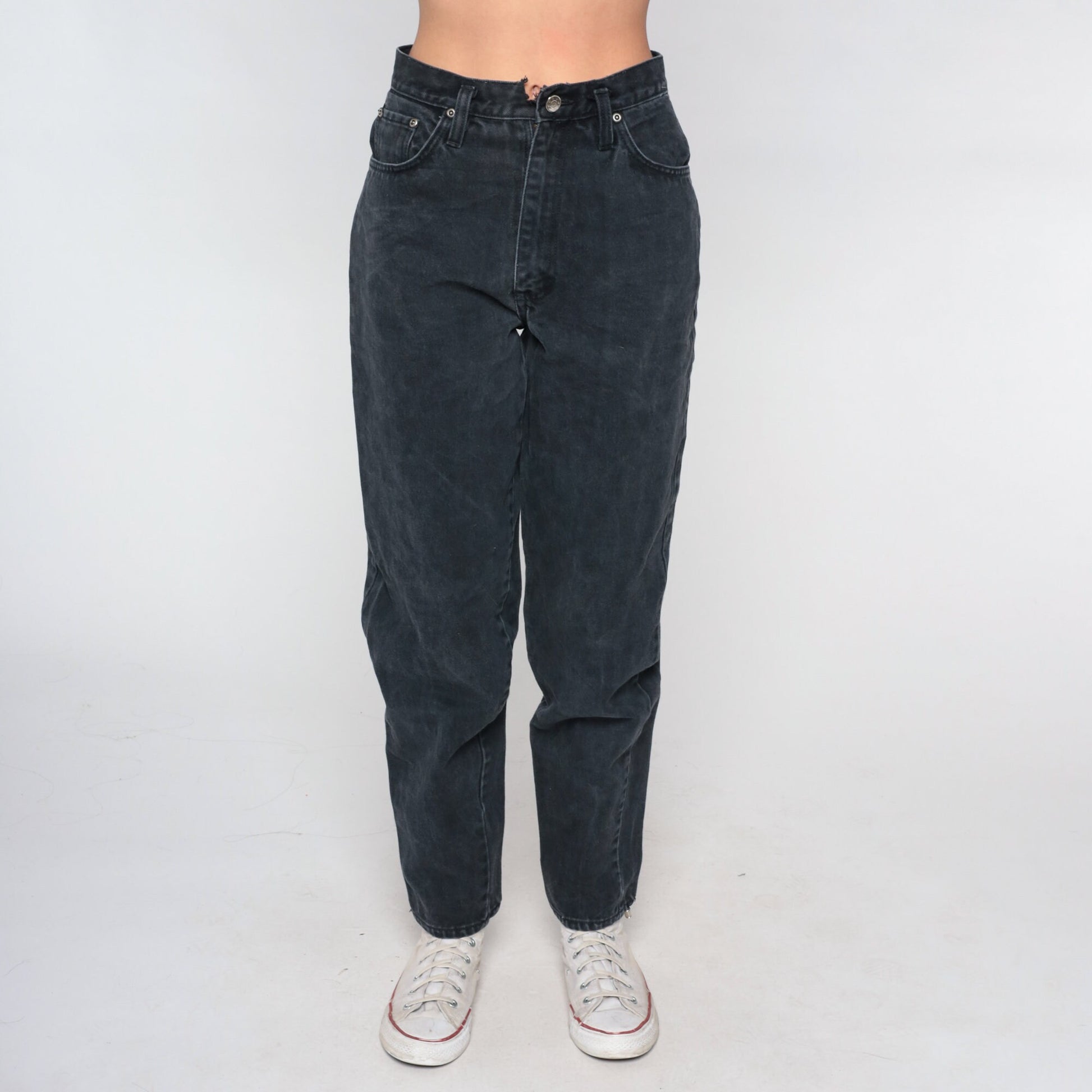 00s Anchor Blue Black High Rise Straight Leg Jeans Tapered Small 27