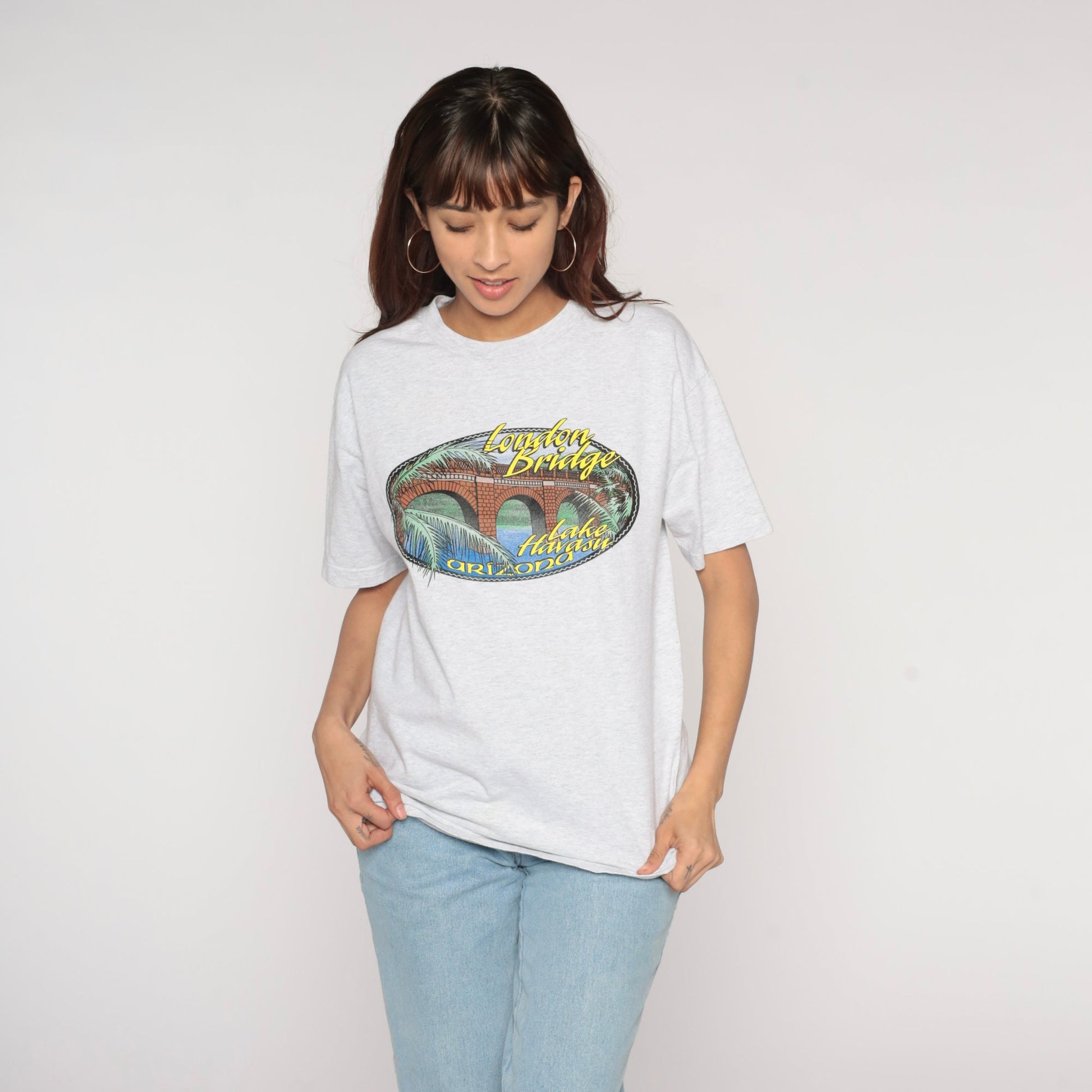 90s Lake Havasu London Bridge Arizona Graphic Tee Heather Grey Medium