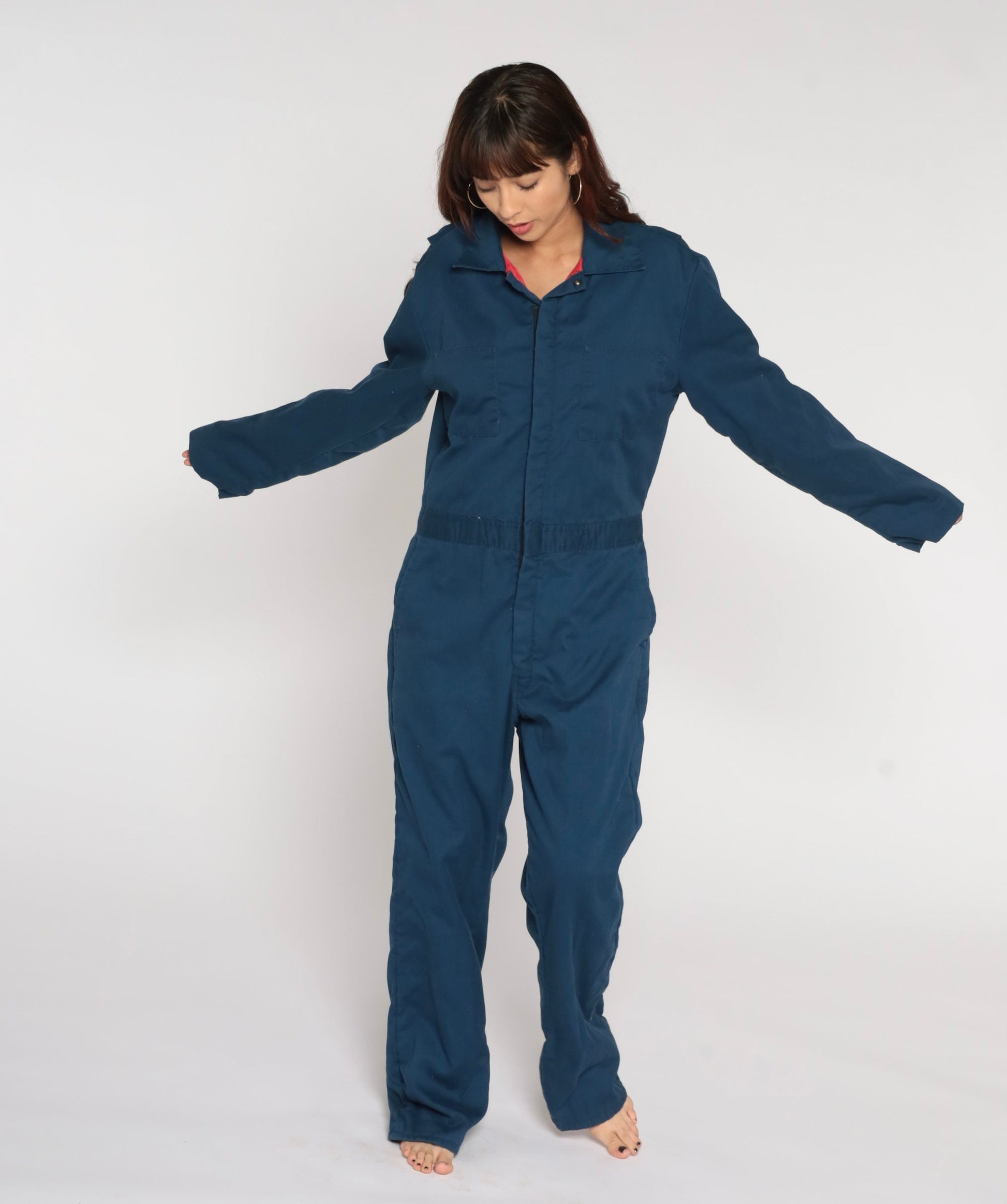 90s Walls Insulated Coverall Jumpsuit Dark Blue Quilted Workwear Medium