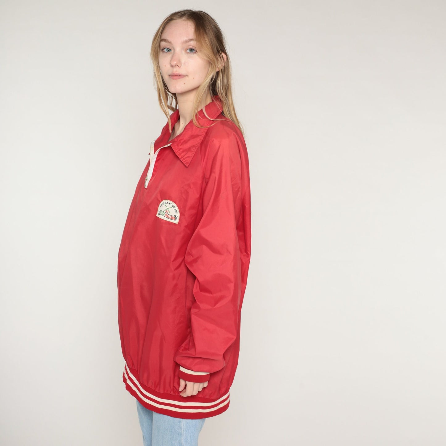 1987 Fisherman's Wharf Festa Italiana San Francisco Red Windbreaker Jacket Extra Large