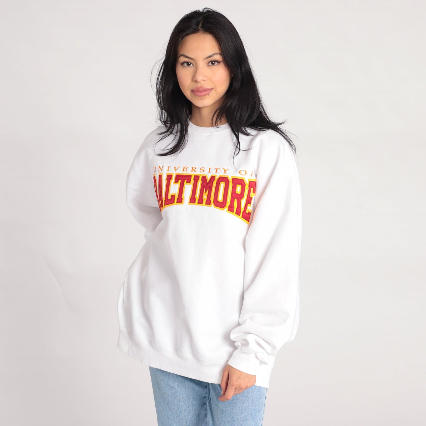 00s Champion University of Baltimore Sweatshirt White Graphic Crewneck Extra Large XXL