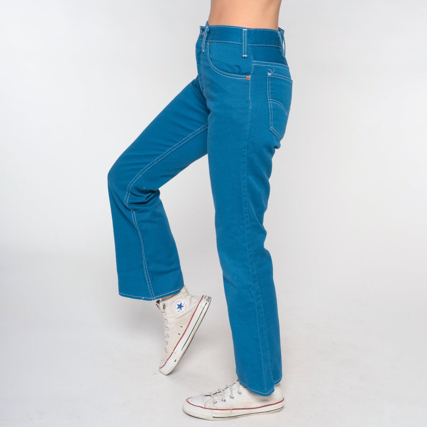 70s Levi's Bell Bottom Jeans High Waist Flare Blue Denim Extra Small
