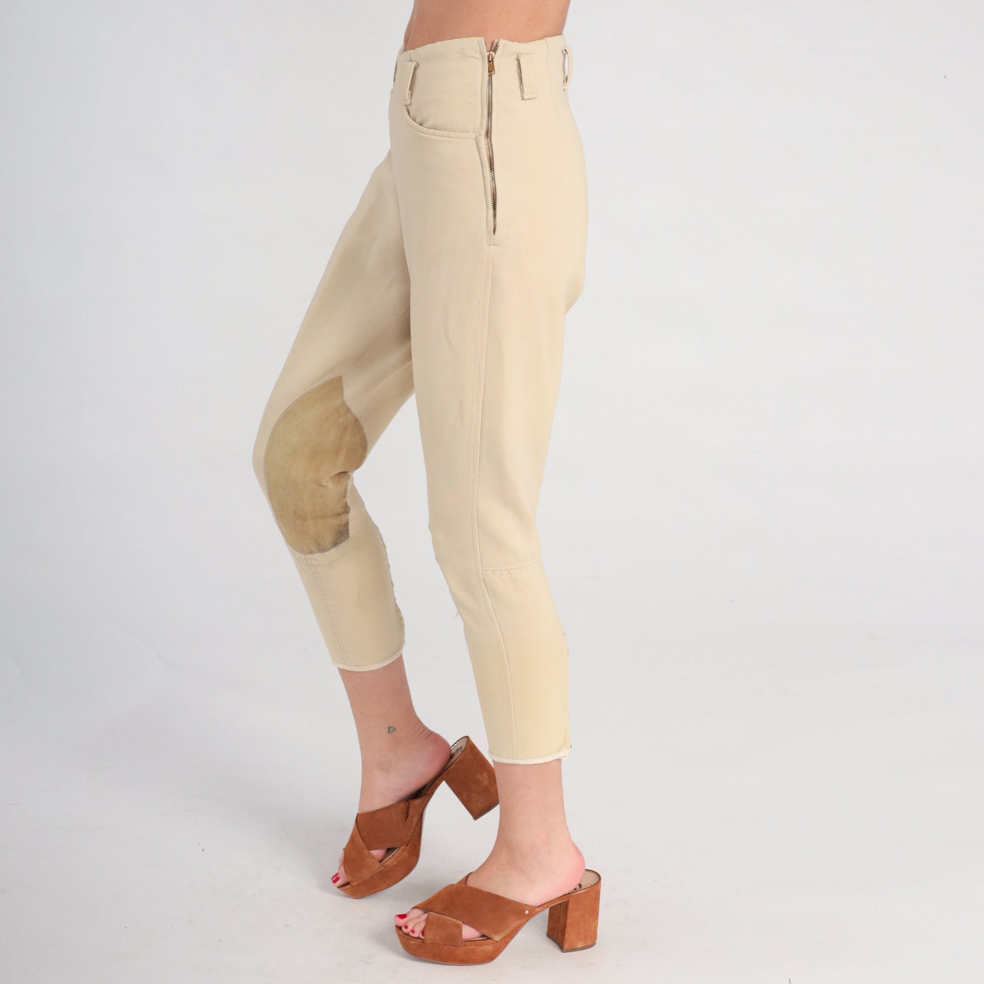 80s Beige Riding Breeches High-Waisted Equestrian Pants Extra Small