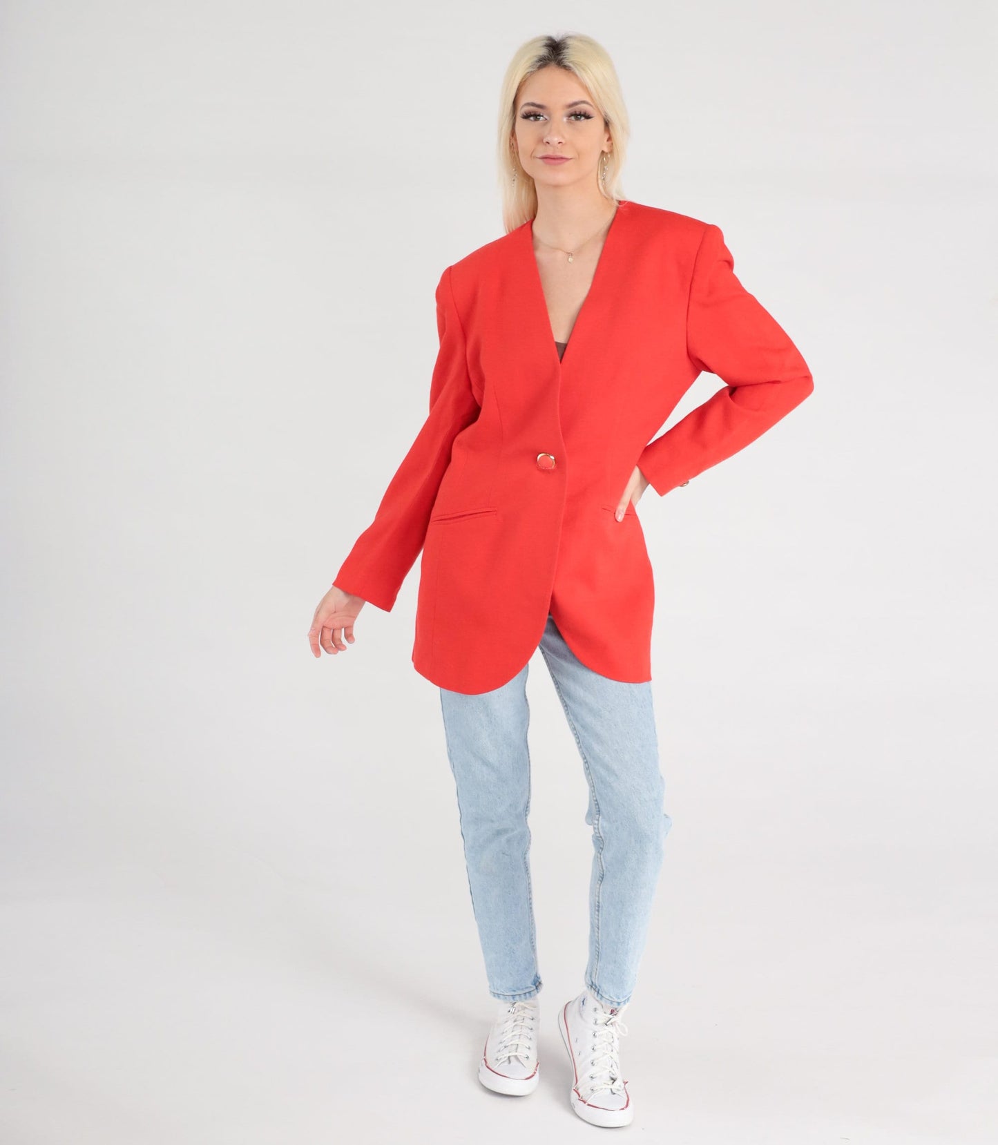 Christian Dior 90s Wool Blazer Red Button-Up Jacket Medium 10