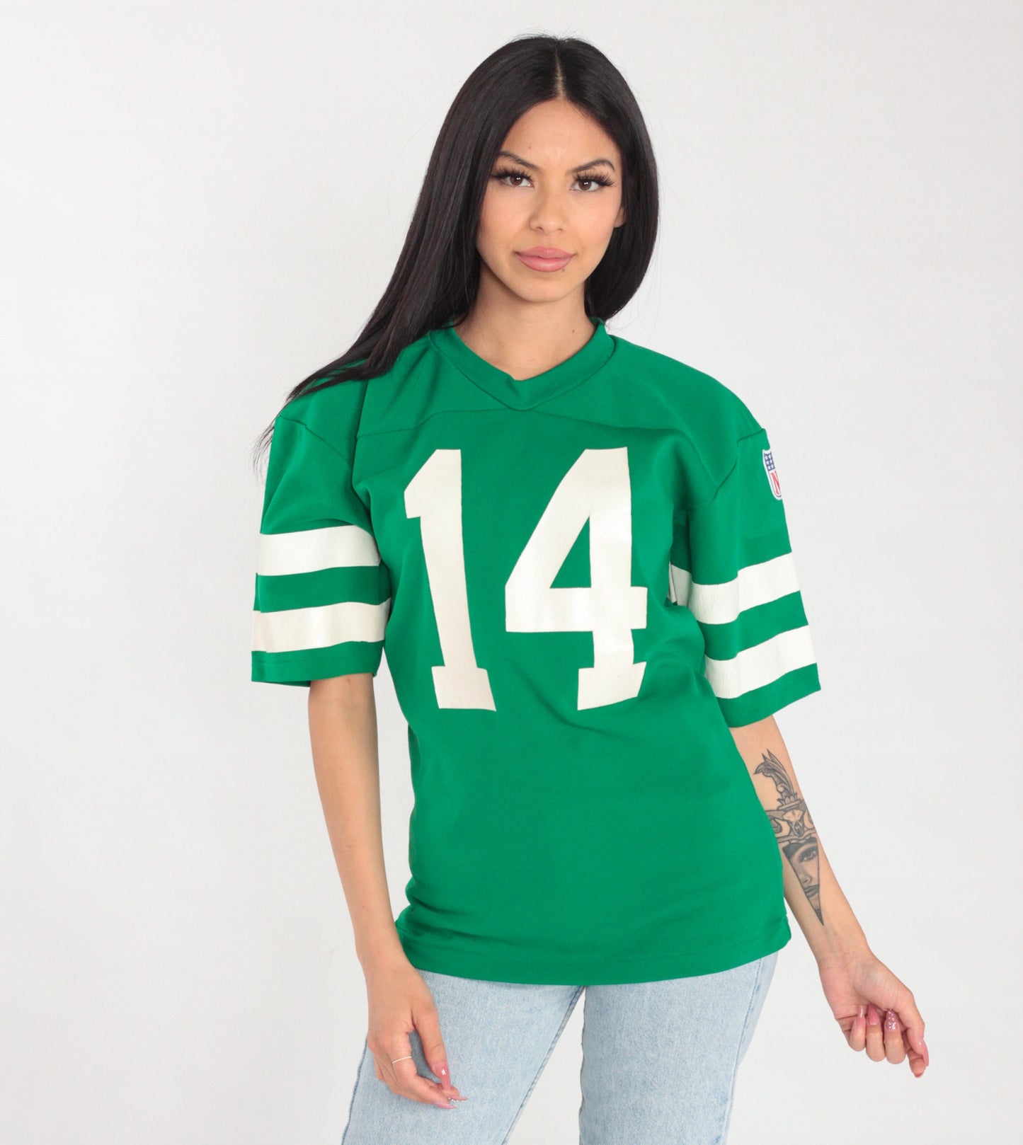 80s Rawlings Football Shirt Number 14 Green NFL Graphic Tee Small