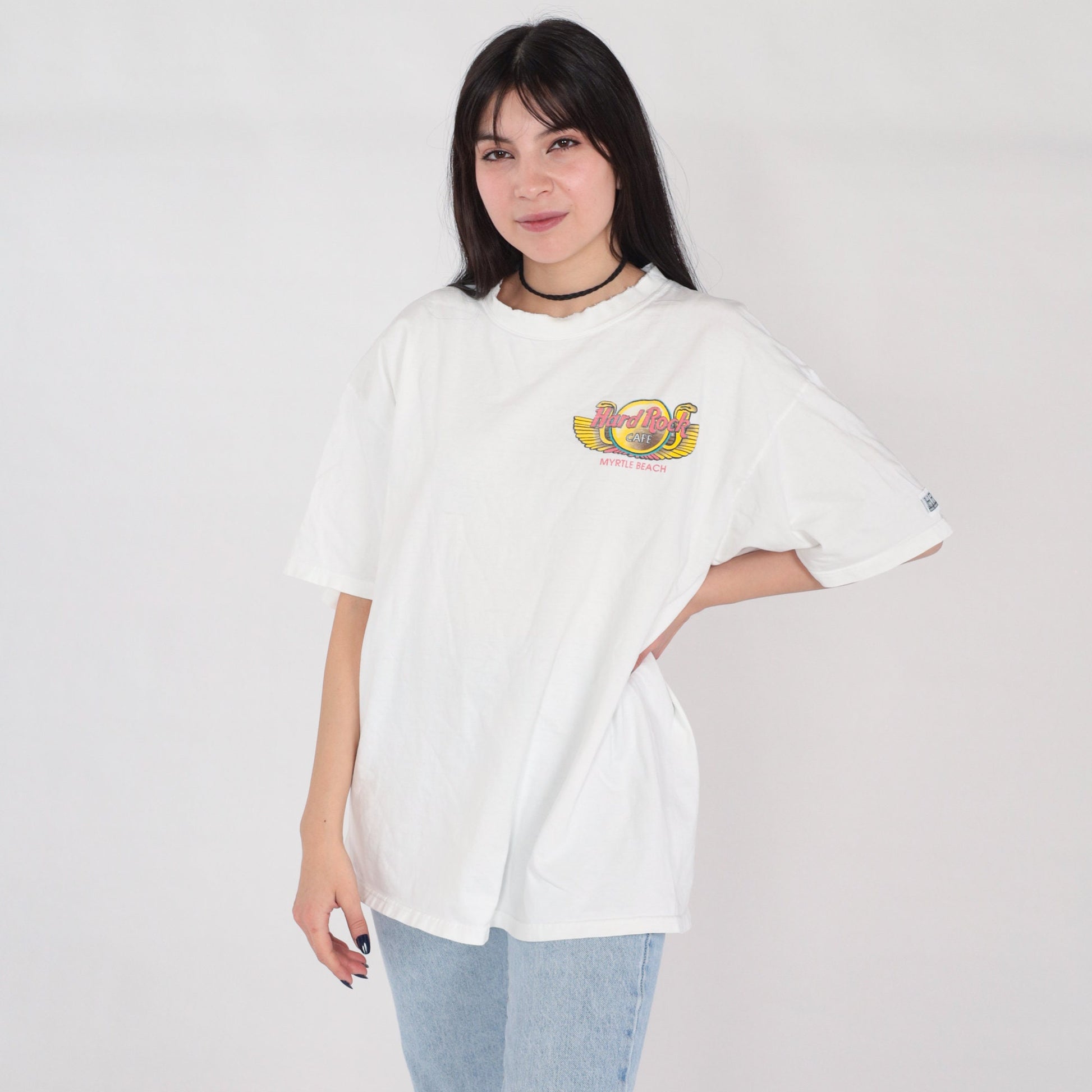 90s Hard Rock Cafe Myrtle Beach Egypt Pharaoh Graphic Tee White XL