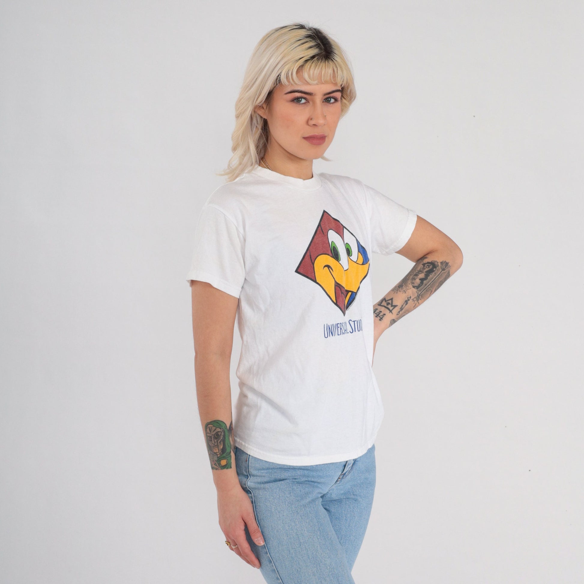 90s Woody Woodpecker Universal Studios Graphic T-Shirt White Extra Small XS