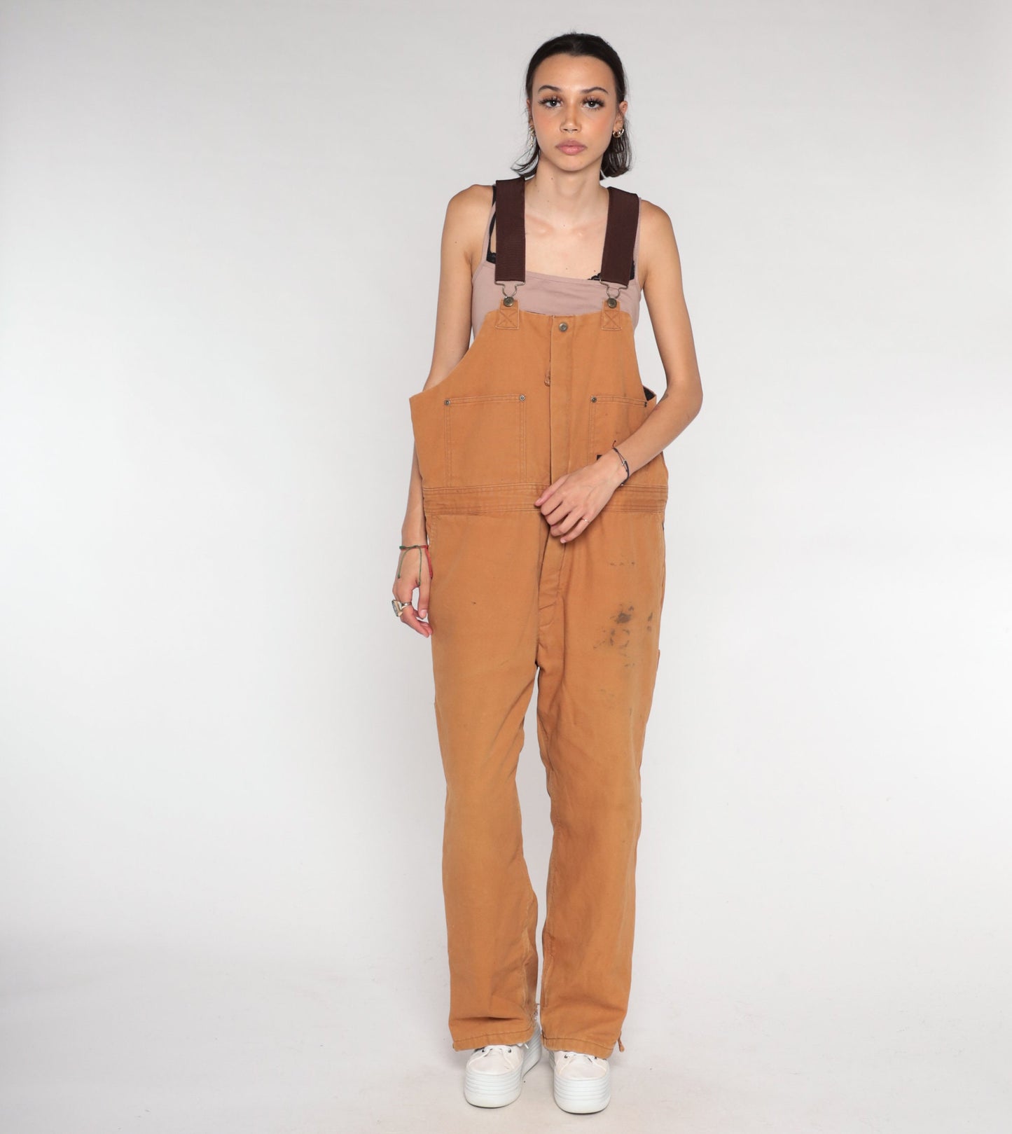 00s Walls Blizzard Pruf Insulated Brown Bib Overalls Mens Large L