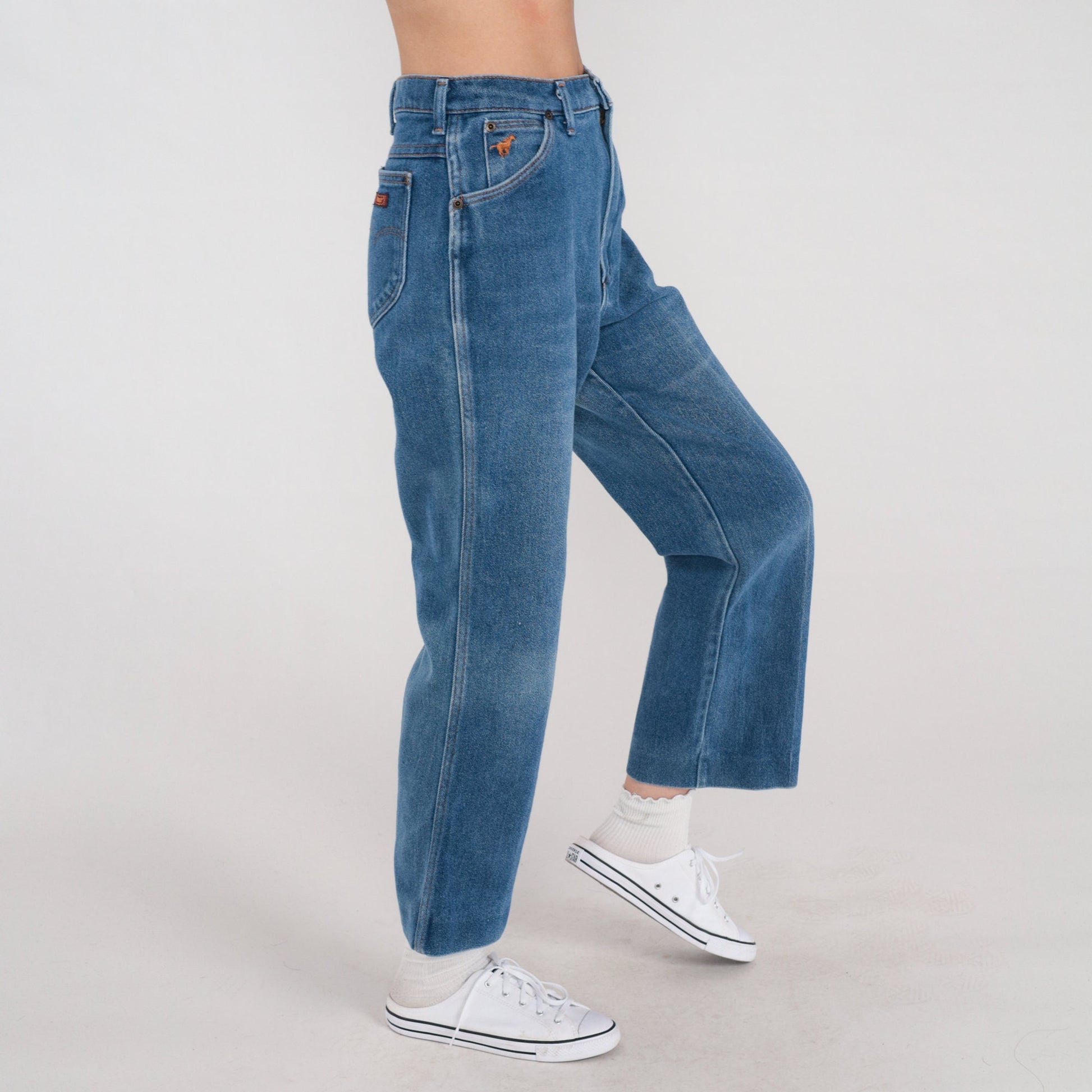 70s Wrangler Bell Bottom Jeans High Waist Flared Blue Denim Small