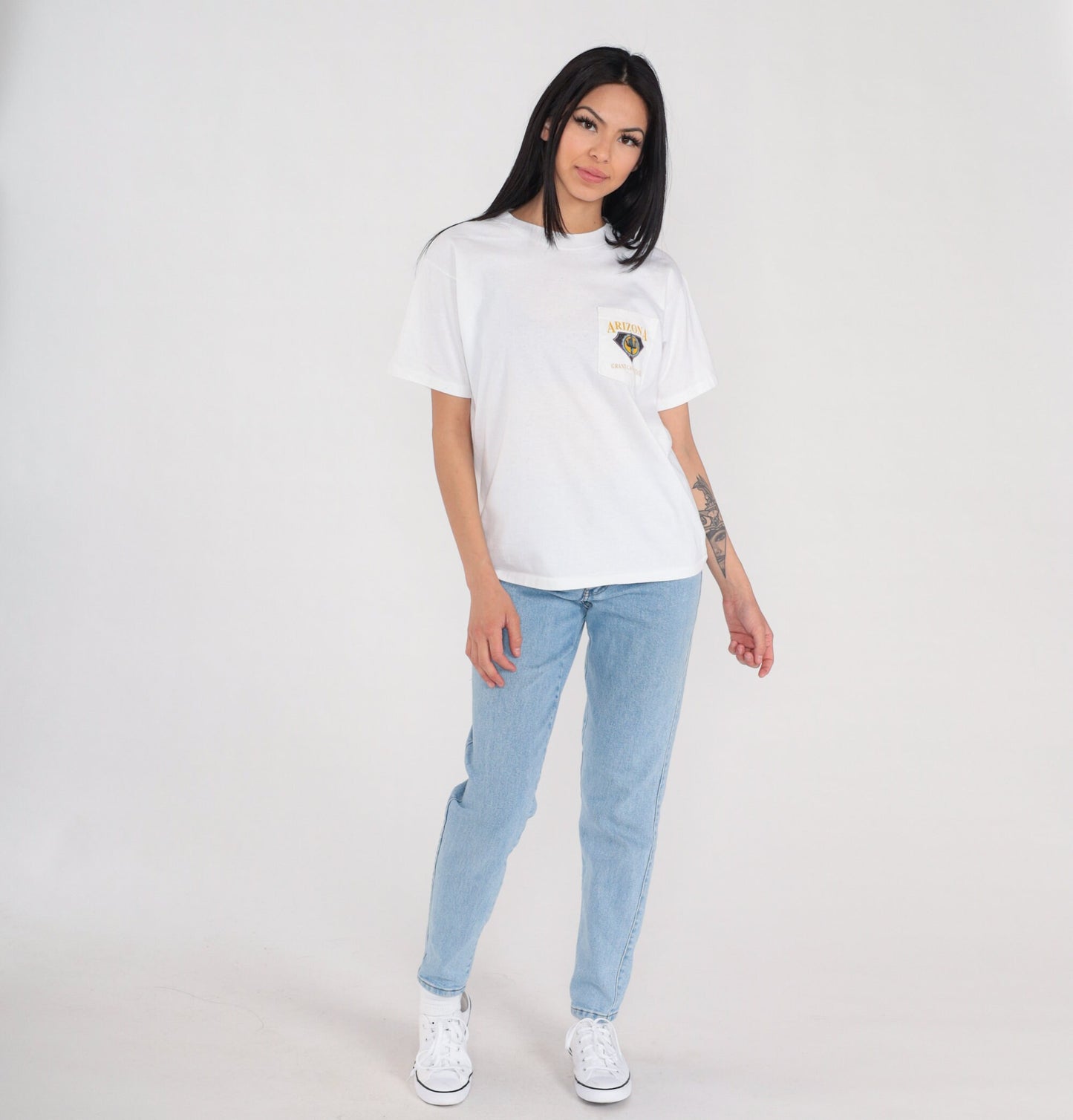 90s Arizona Grand Canyon State Graphic Pocket T-Shirt White Cotton Medium