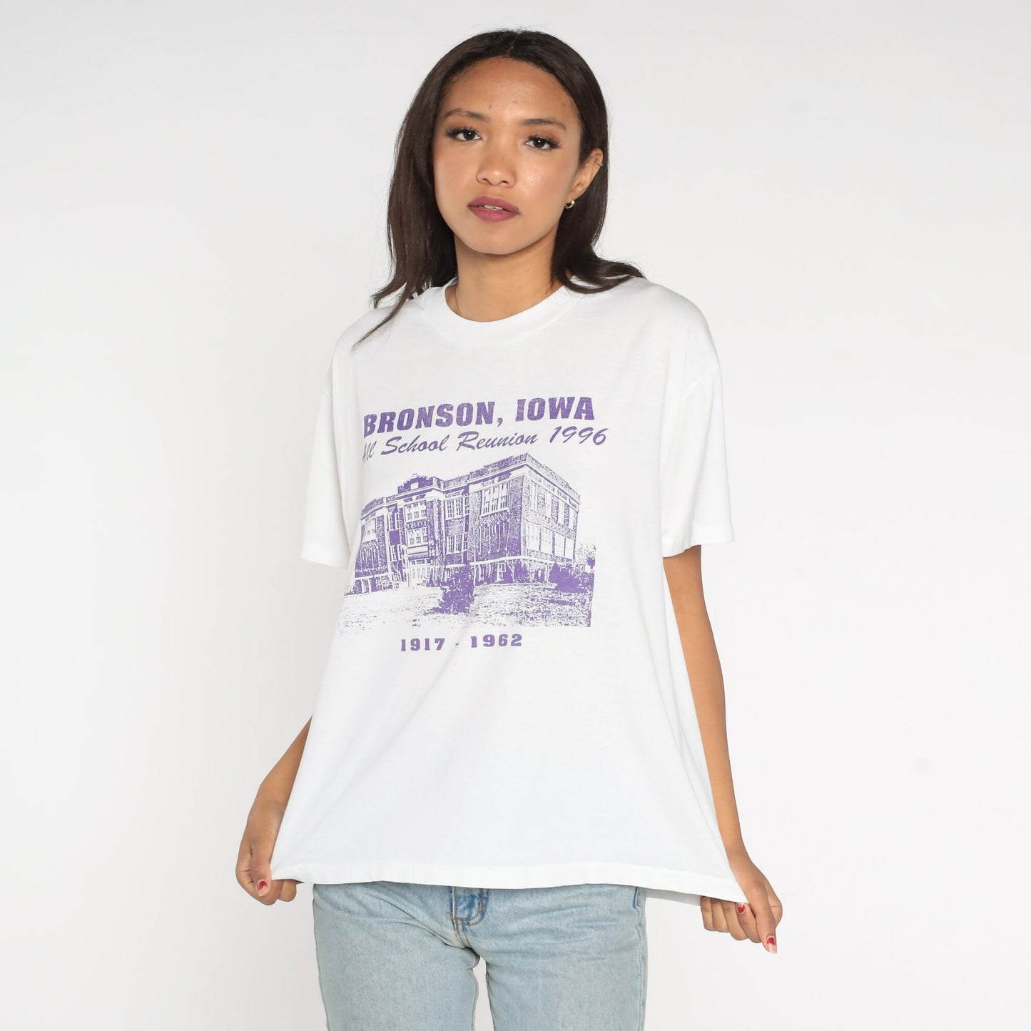 1996 Bronson Iowa School Reunion Graphic Tee White Large L