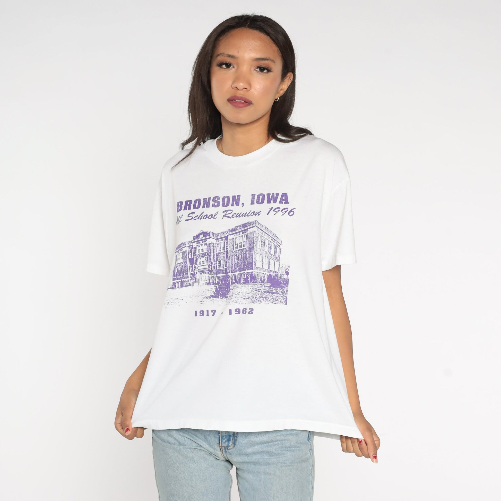 1996 Bronson Iowa School Reunion Graphic Tee White Large L