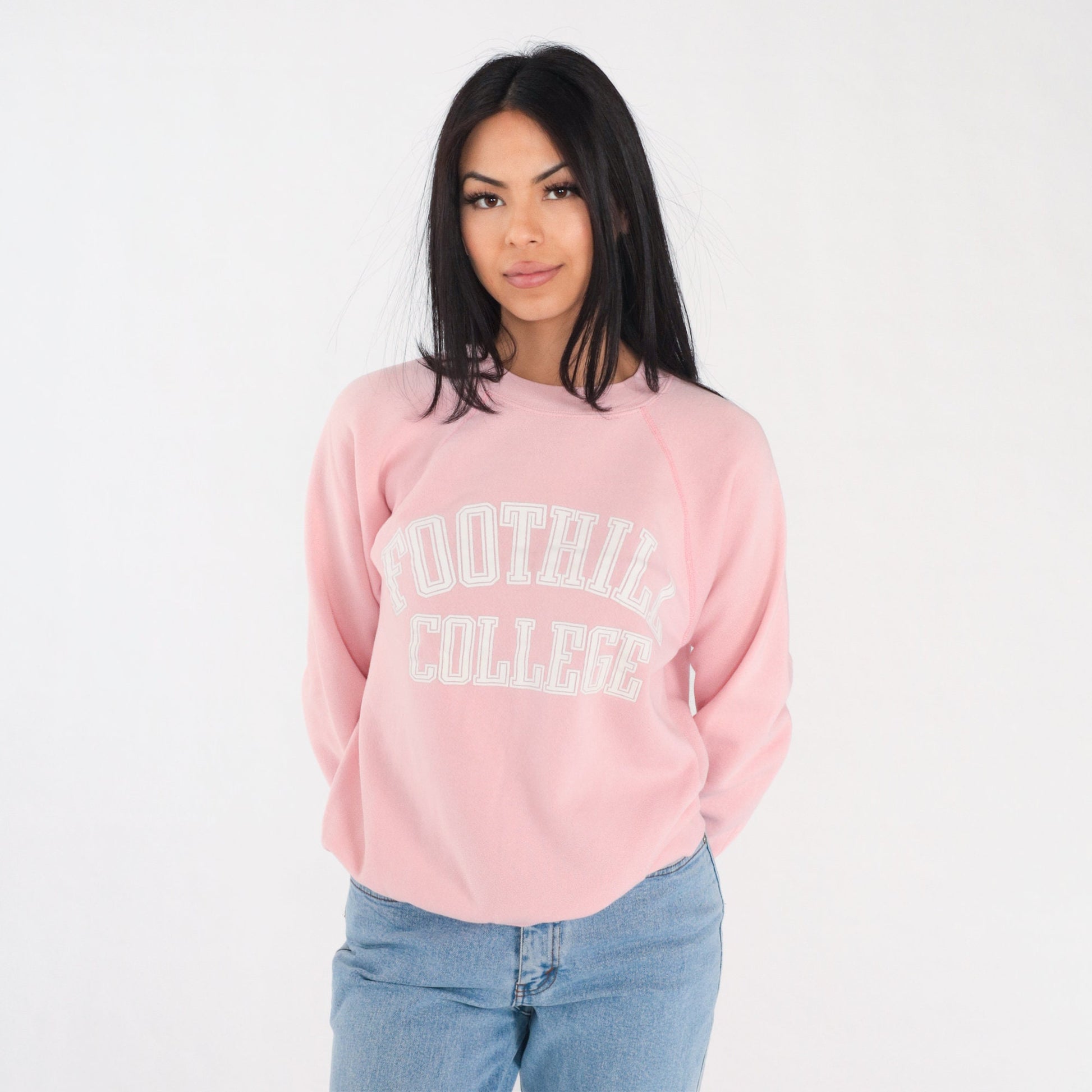 80s Foothill College Baby Pink Raglan Sweatshirt Los Altos Hills Medium