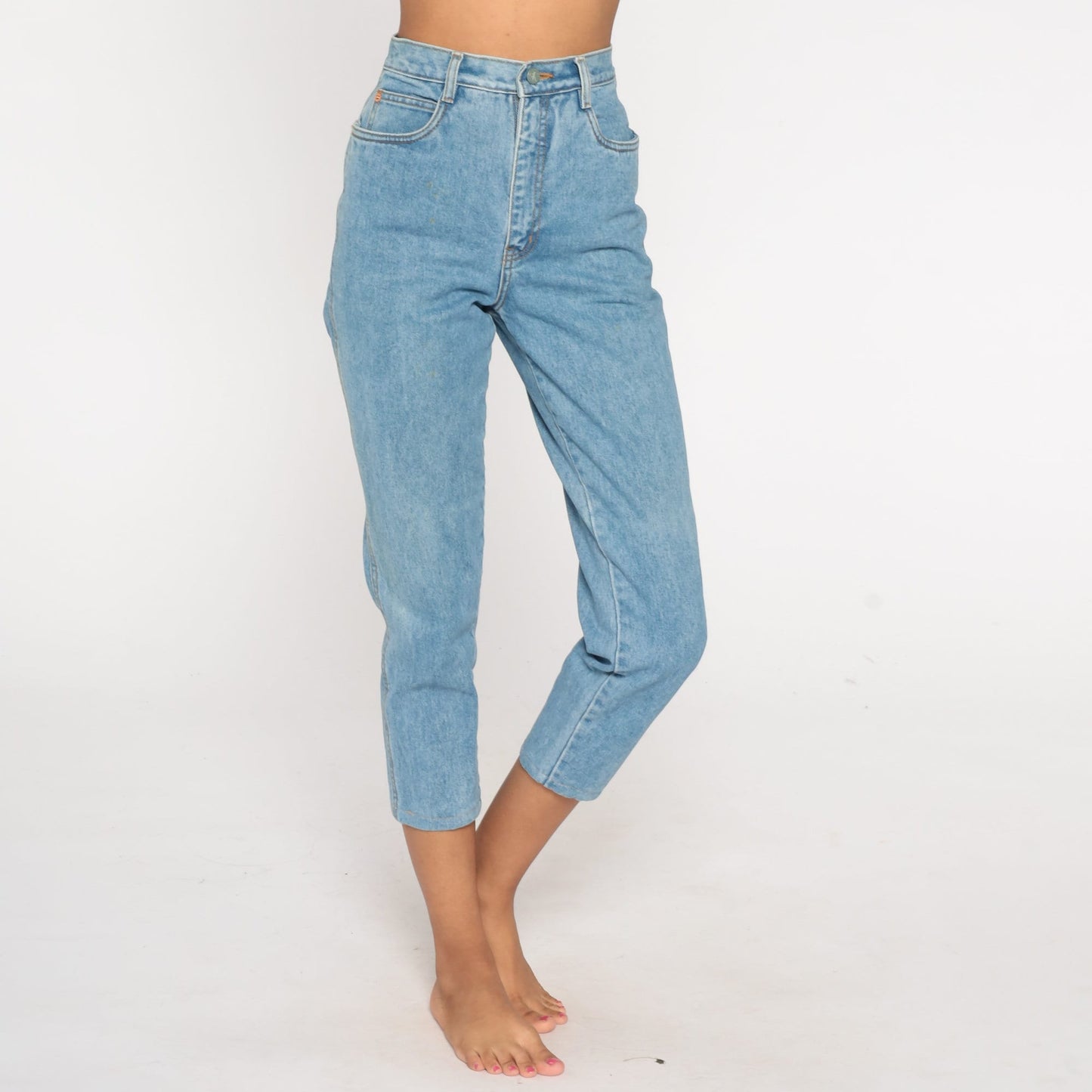 Calvin Klein 90s Mom Jeans Blue Denim High Waist Tapered Small 26