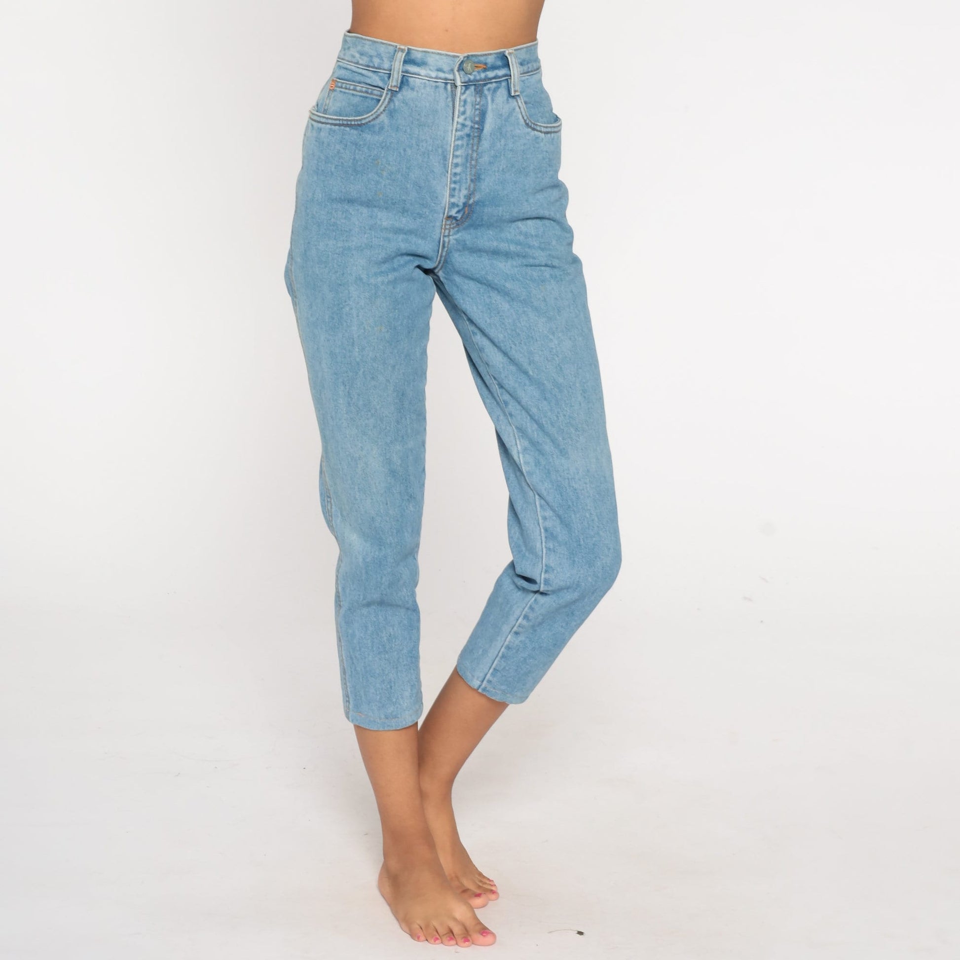Calvin Klein 90s Mom Jeans Blue Denim High Waist Tapered Small 26