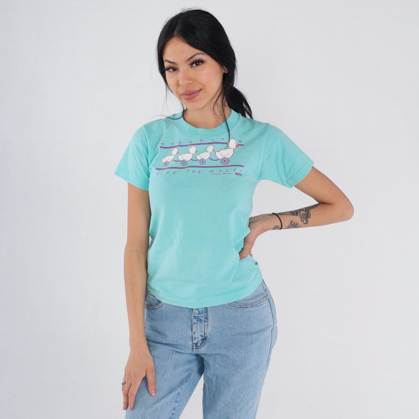 90s Ride The Ducks Branson Missouri Graphic Tee Blue Single Stitch XS