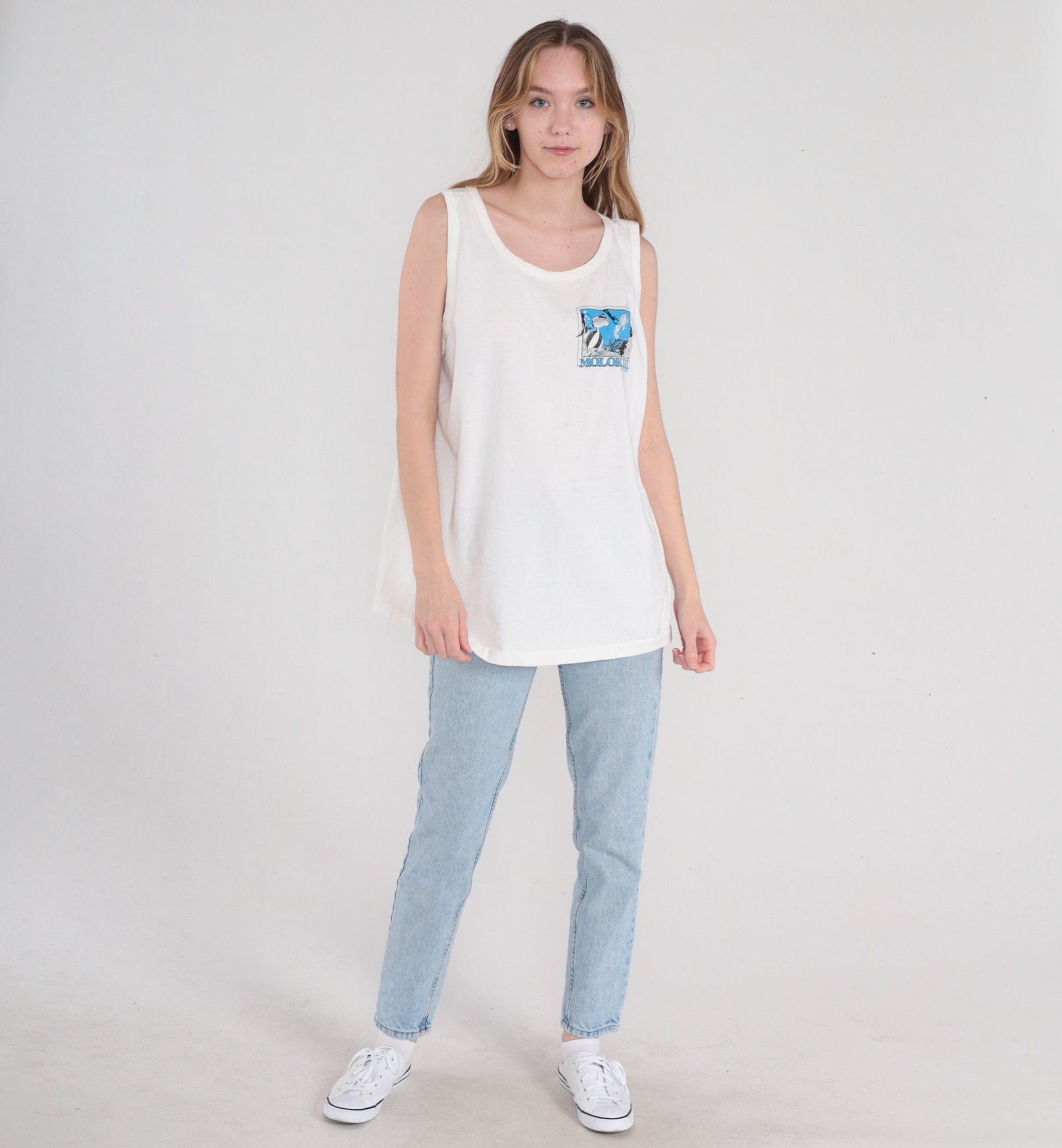 90s Molokini Maui Tank Top Tropical Fish Graphic Tee XL