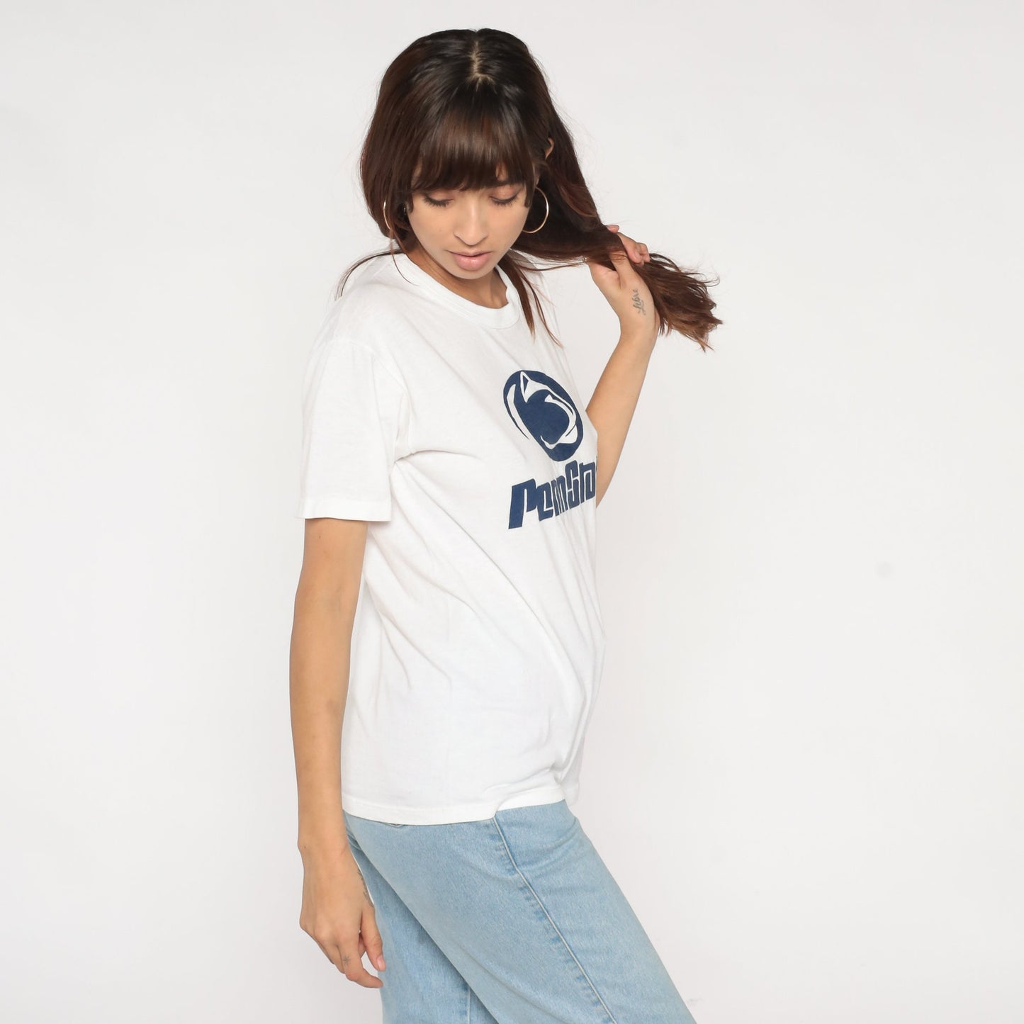 90s Penn State Nittany Lions Graphic T-Shirt White College Football Medium