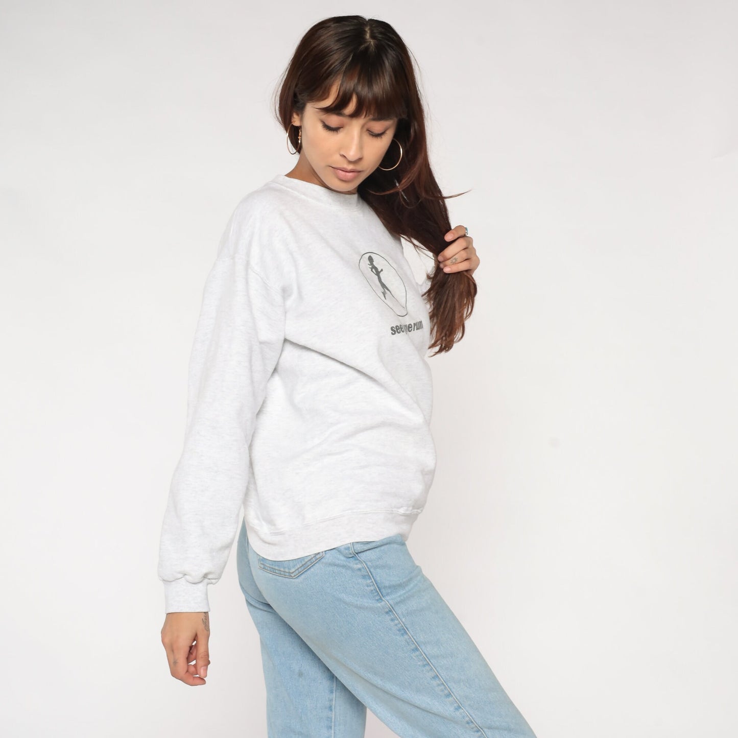 00s See Jane Run Female Runner Graphic Sweatshirt Heather Grey Medium M