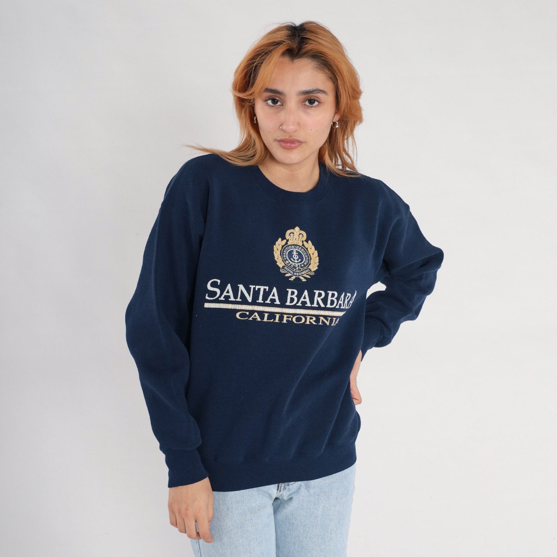 90s Santa Barbara Royal Regiment California Sweatshirt White Graphic Medium