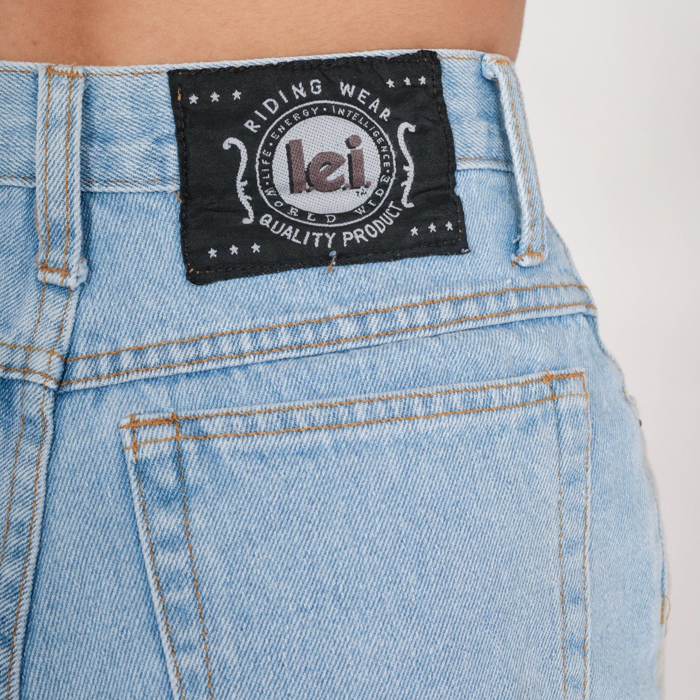 00s Lei Denim Cutoff Shorts High Rise Blue Grey Patch Y2K Extra Small
