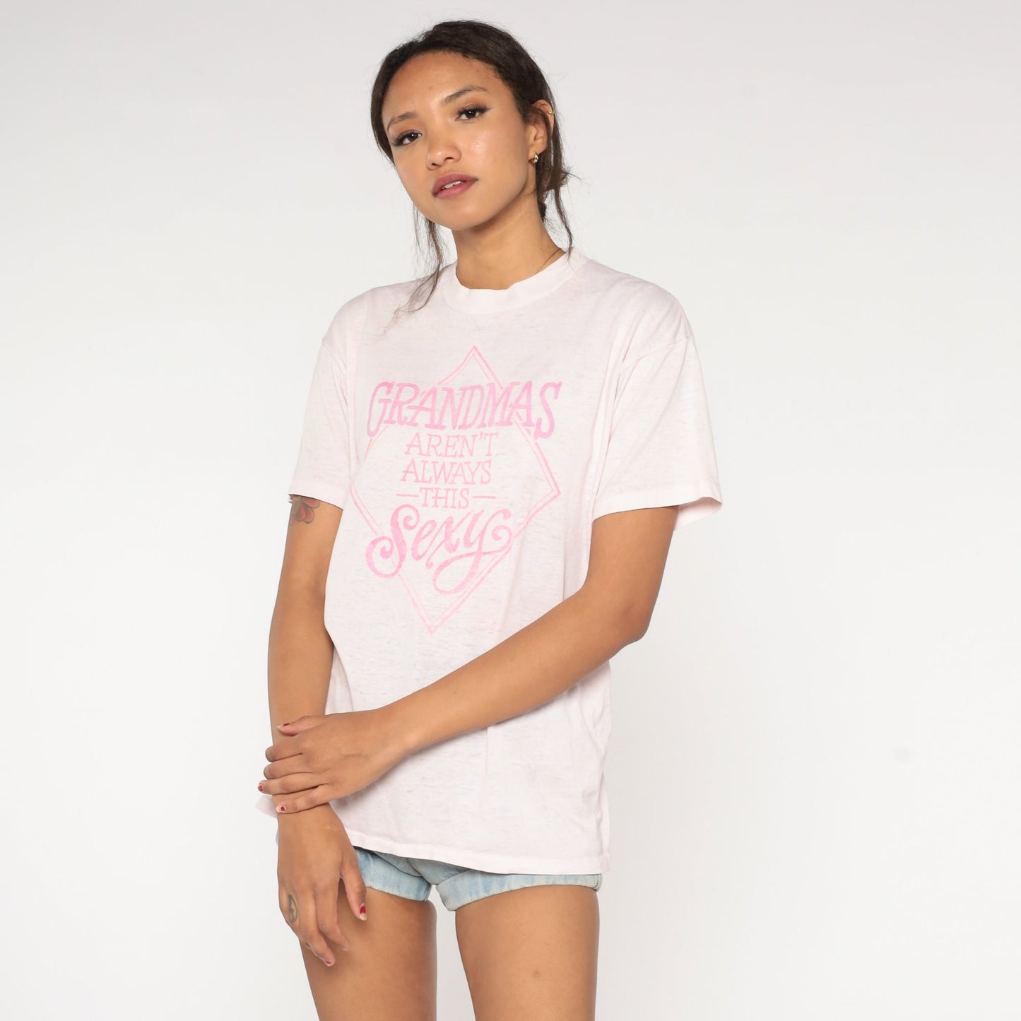90s Grandma Graphic T-Shirt Pink Burnout Tee Medium