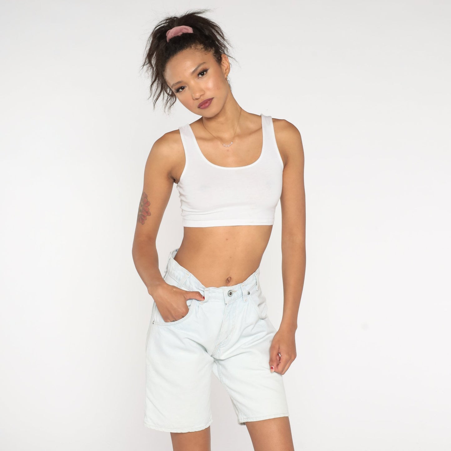 90s Levi's Silvertab Light Blue Denim Shorts High Rise Small