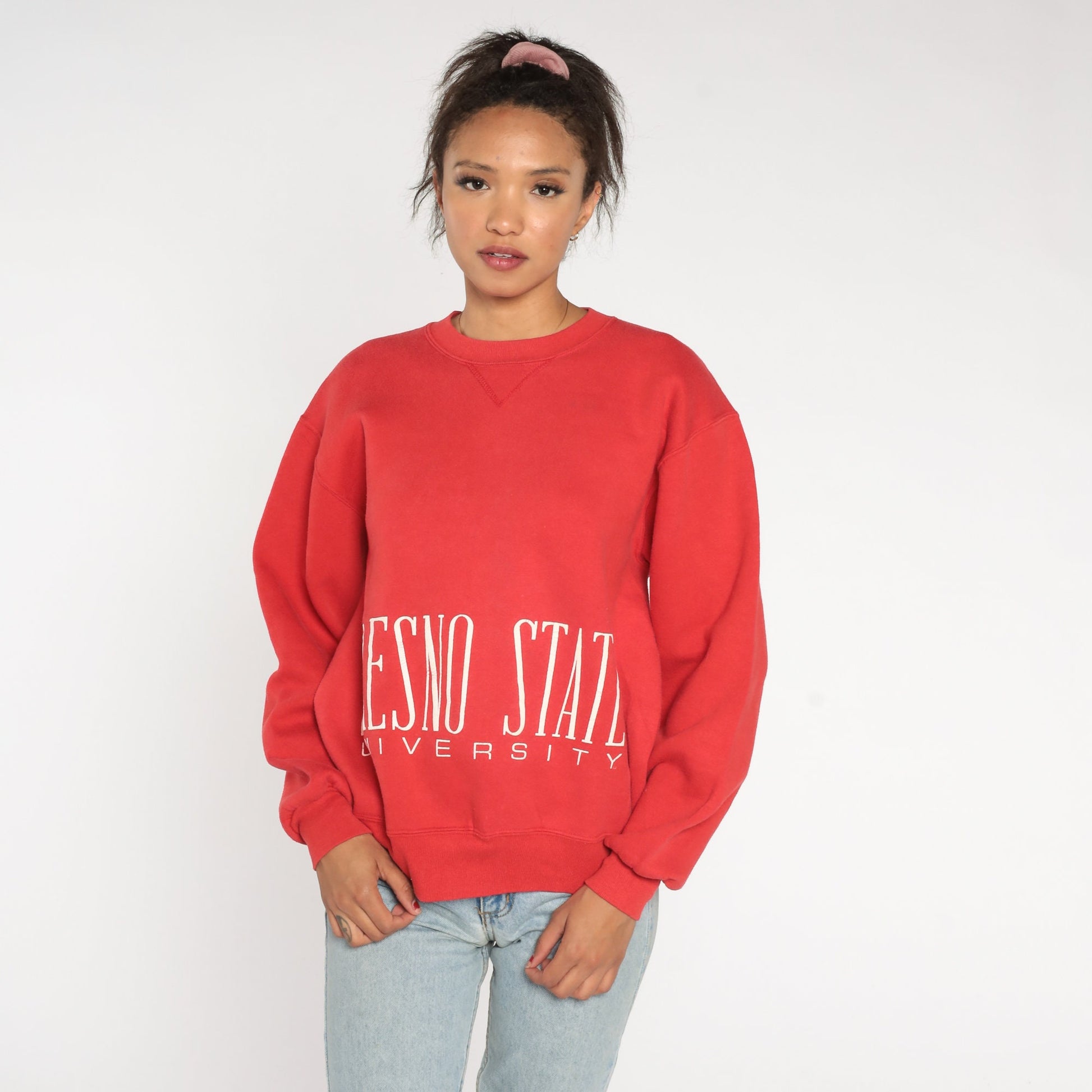 90s Fresno State University Russell Sweatshirt Red Graphic Crewneck Large