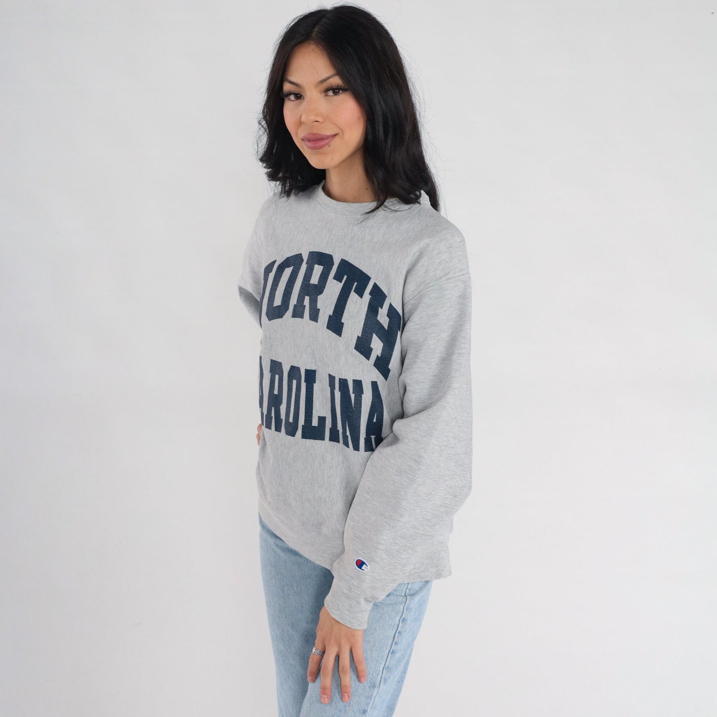 00s Champion North Carolina Crewneck Sweatshirt Grey Graphic Small S