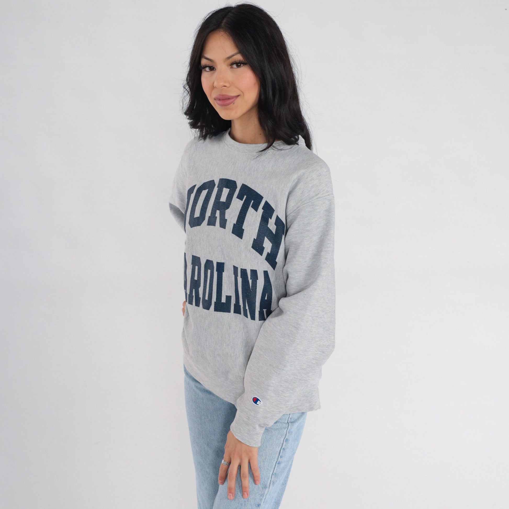 00s Champion North Carolina Crewneck Sweatshirt Grey Graphic Small S