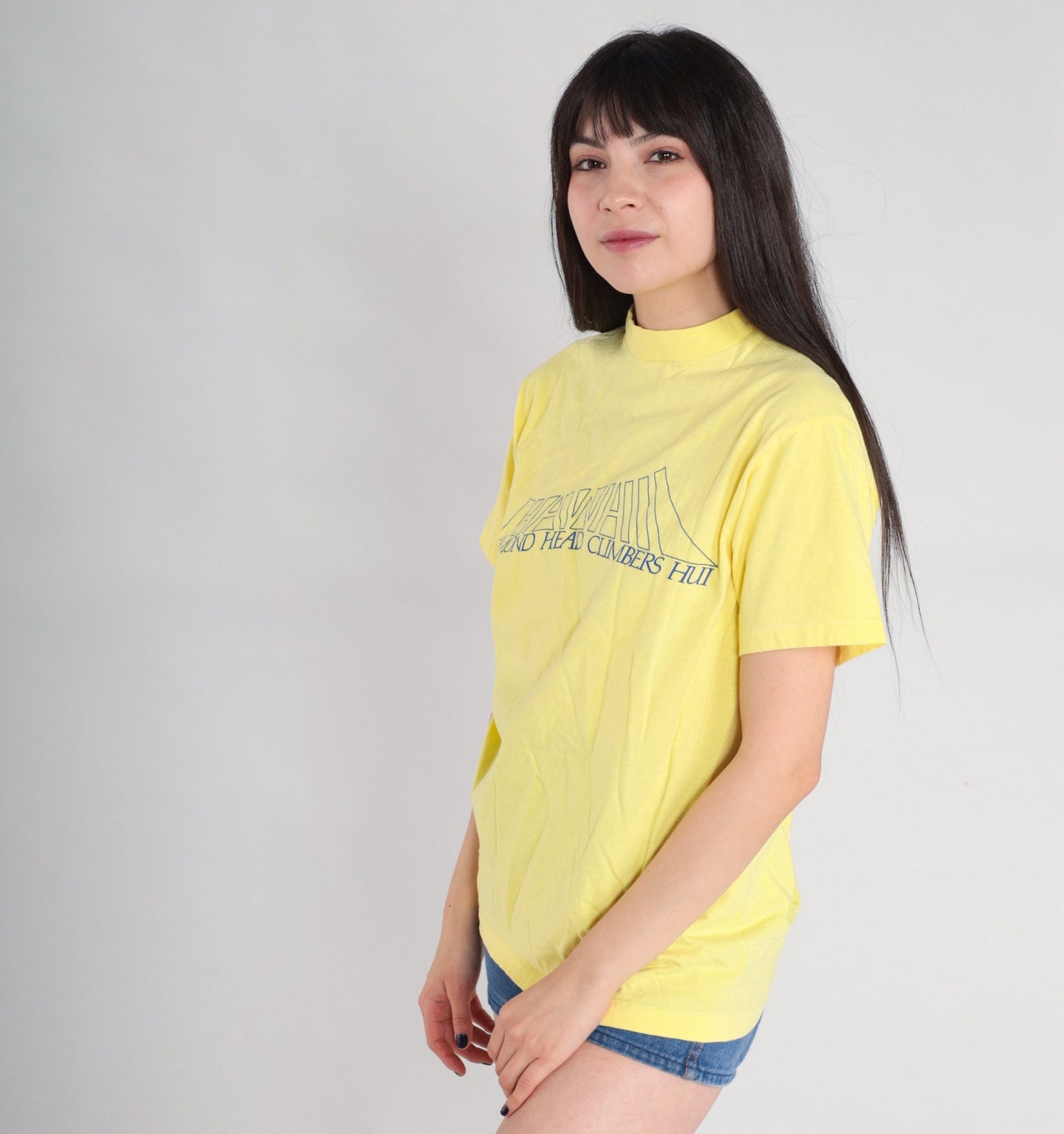 90s Diamond Head Climbers Hui Hawaii Graphic T-Shirt Yellow Single Stitch Small