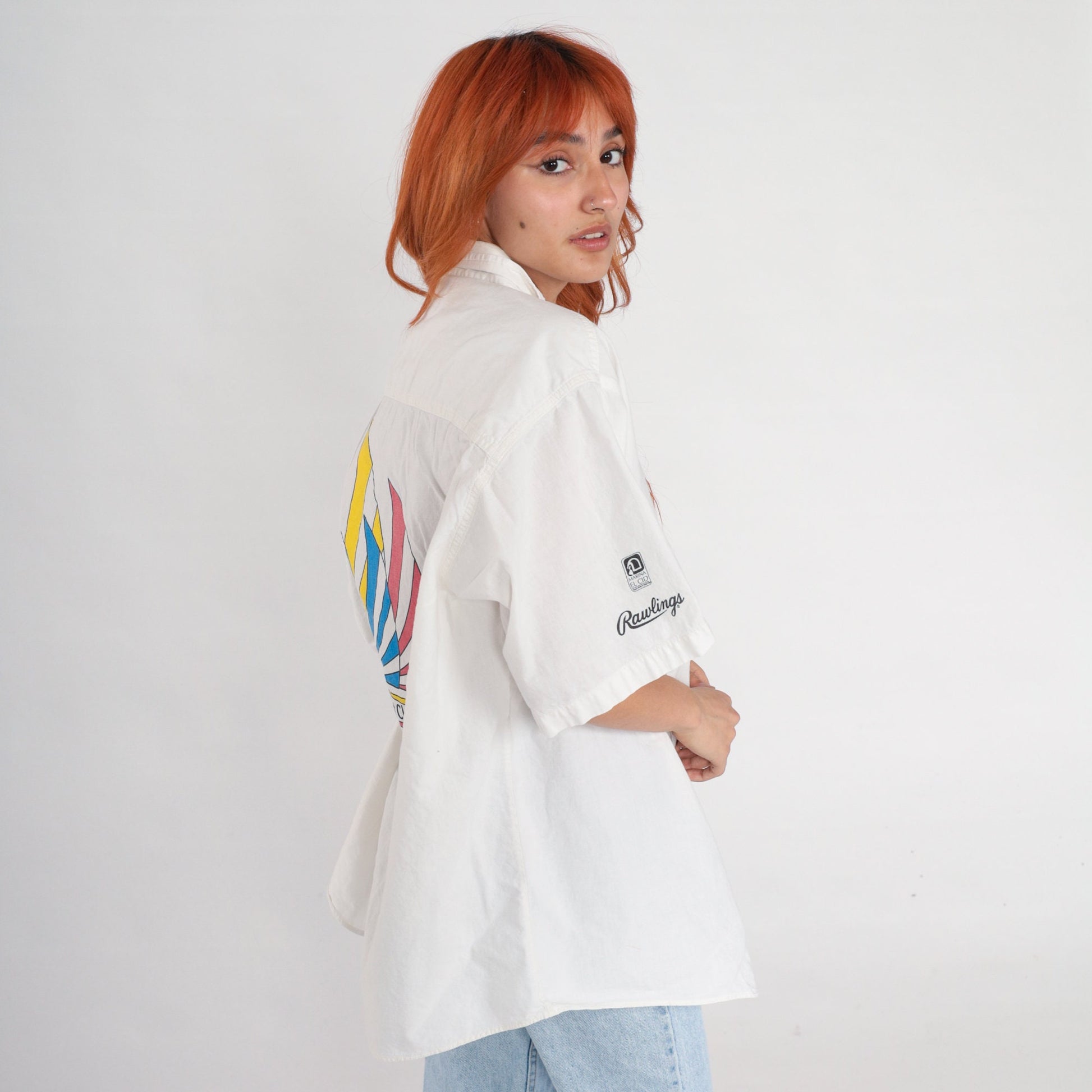 90s Long Beach Yacht Club Mazatlan Race 1997 Sailboat Button-Up Shirt White Extra Large