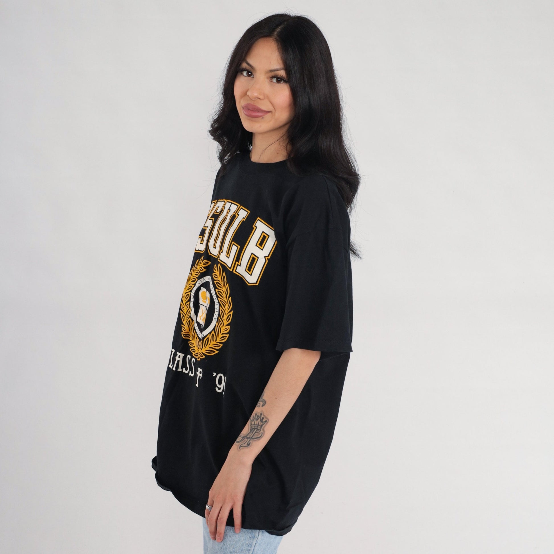 1991 California State University Long Beach Class of '91 Graphic T-Shirt Black Extra Large XL