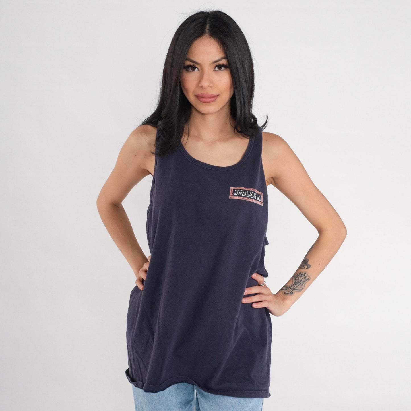 90s Jalama Beach Santa Barbara Tank Top Navy Graphic Tee Extra Large