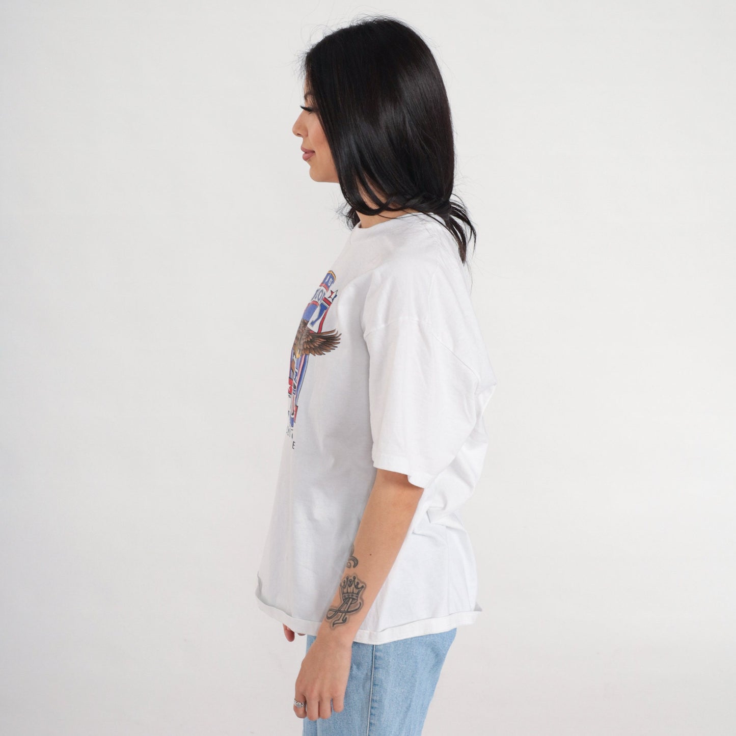Y2K Fresno Post Office USPS Eagle Graphic Tee White Cotton Large L
