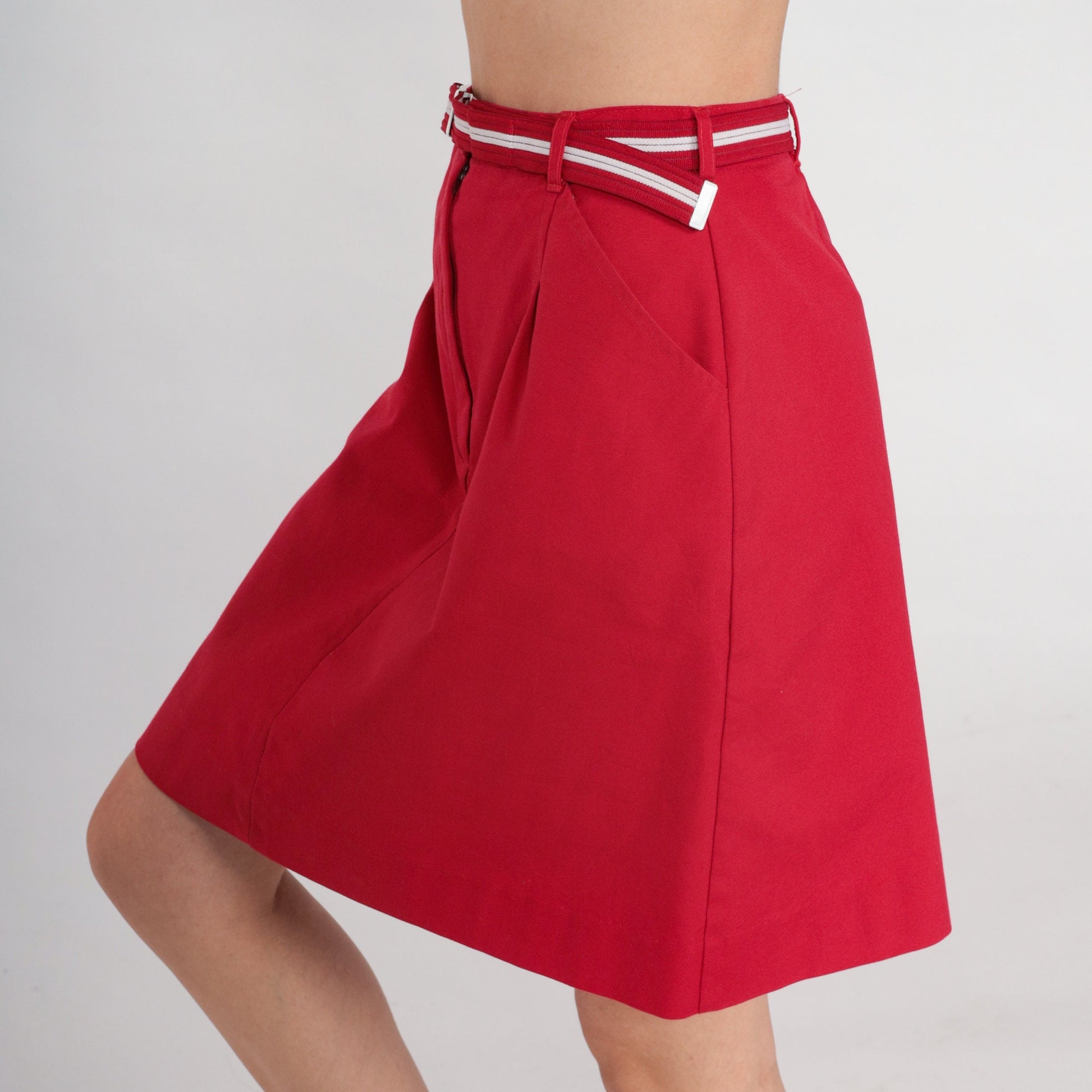 80s Tail Red Mini Skirt Preppy Golf Straight High Waisted Small