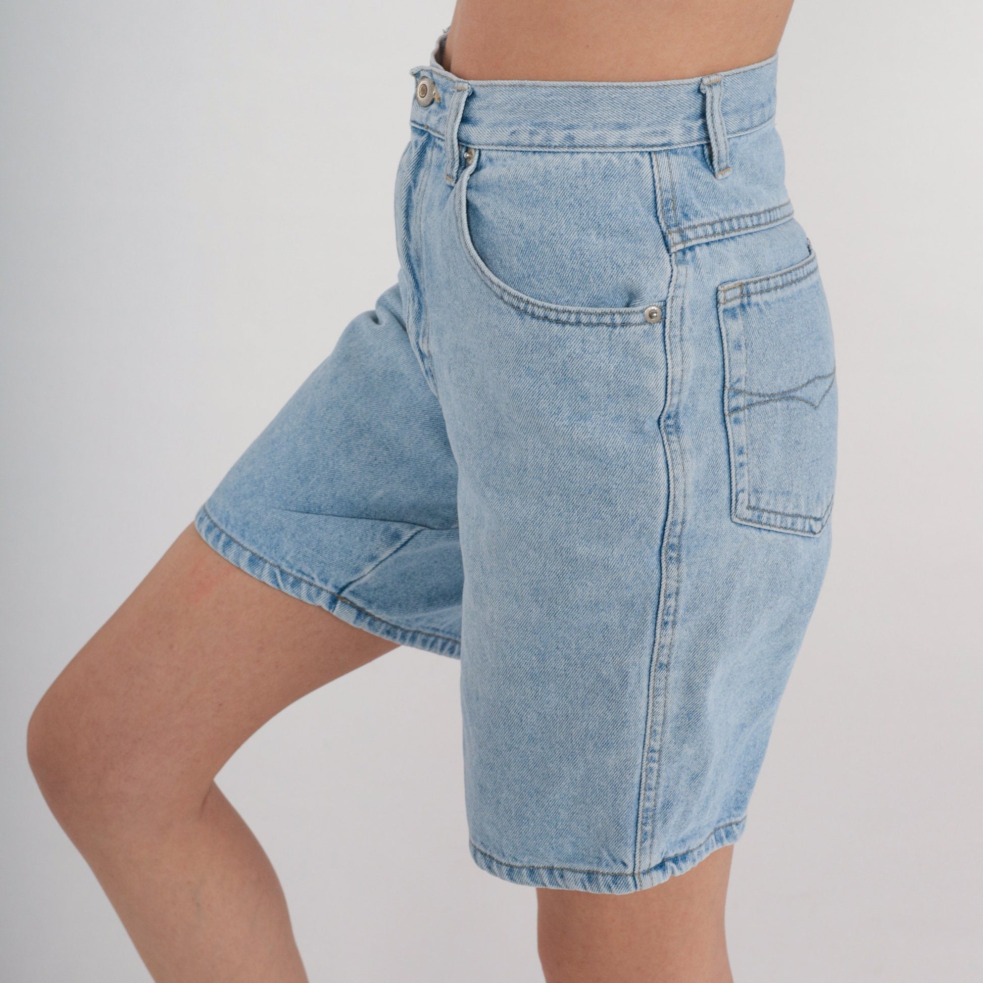 90s Bugle Boy High-Waisted Denim Shorts Blue Small