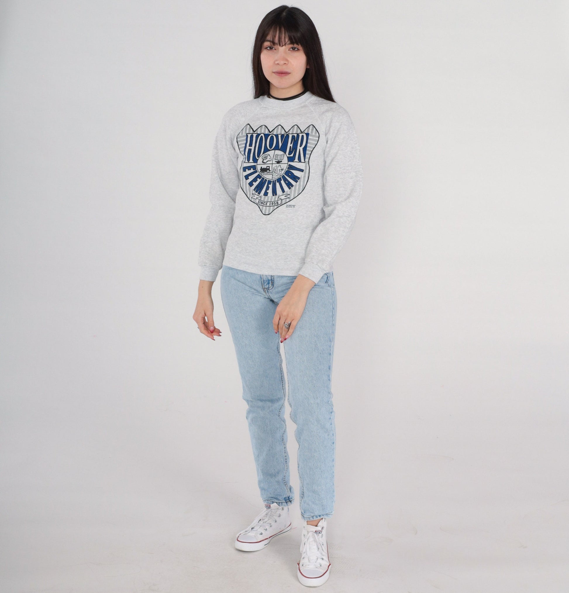 90s Hoover Elementary School Bartlesville Oklahoma Sweatshirt Grey Raglan XS