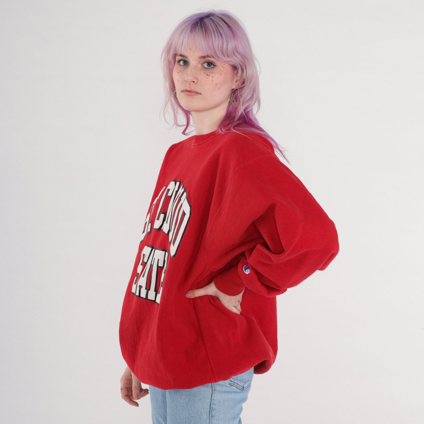 00s St. Cloud State University Champion Sweatshirt Red Crewneck Extra Extra Large XXL
