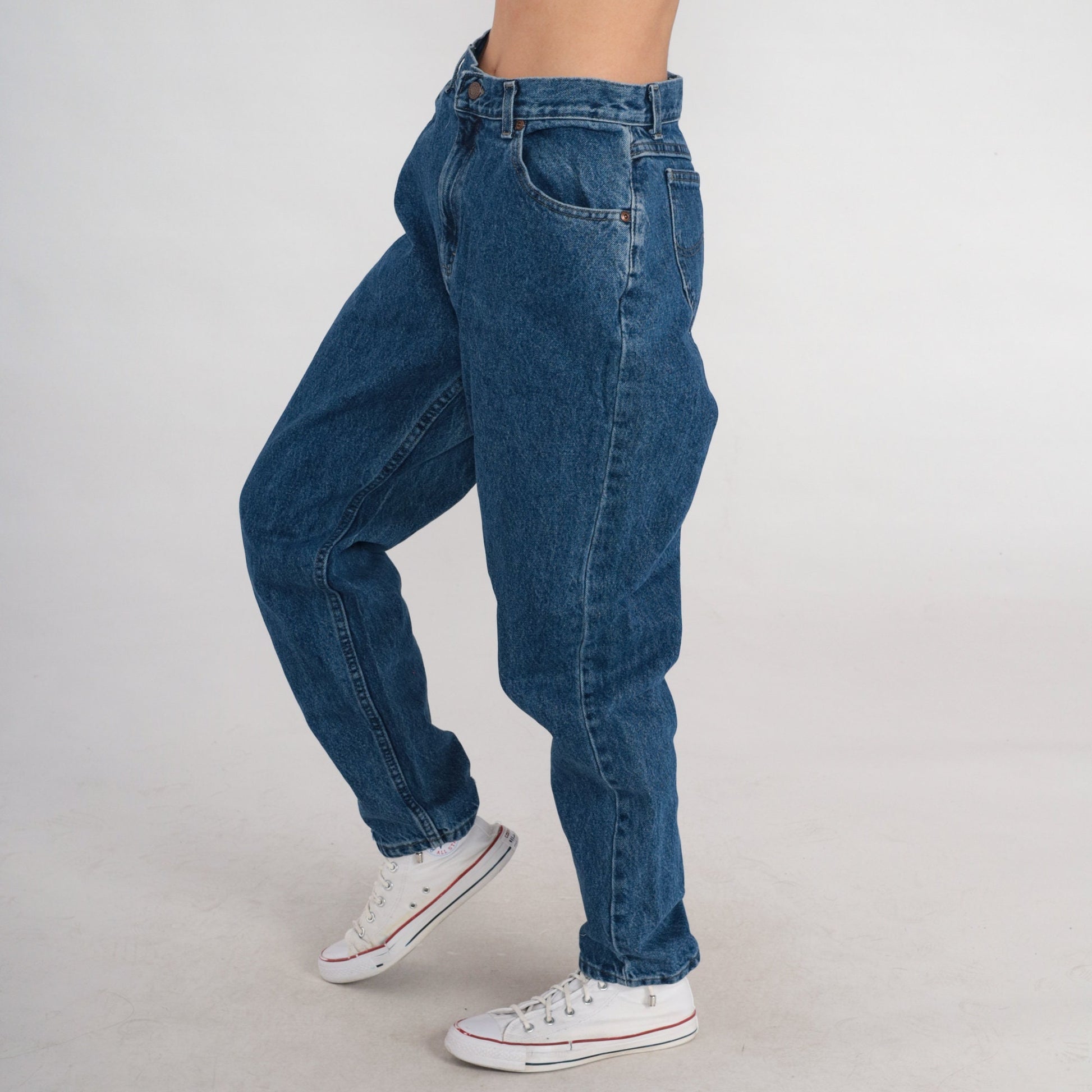 90s Lee High Waist Mom Jeans Dark Wash Straight Leg Denim Large