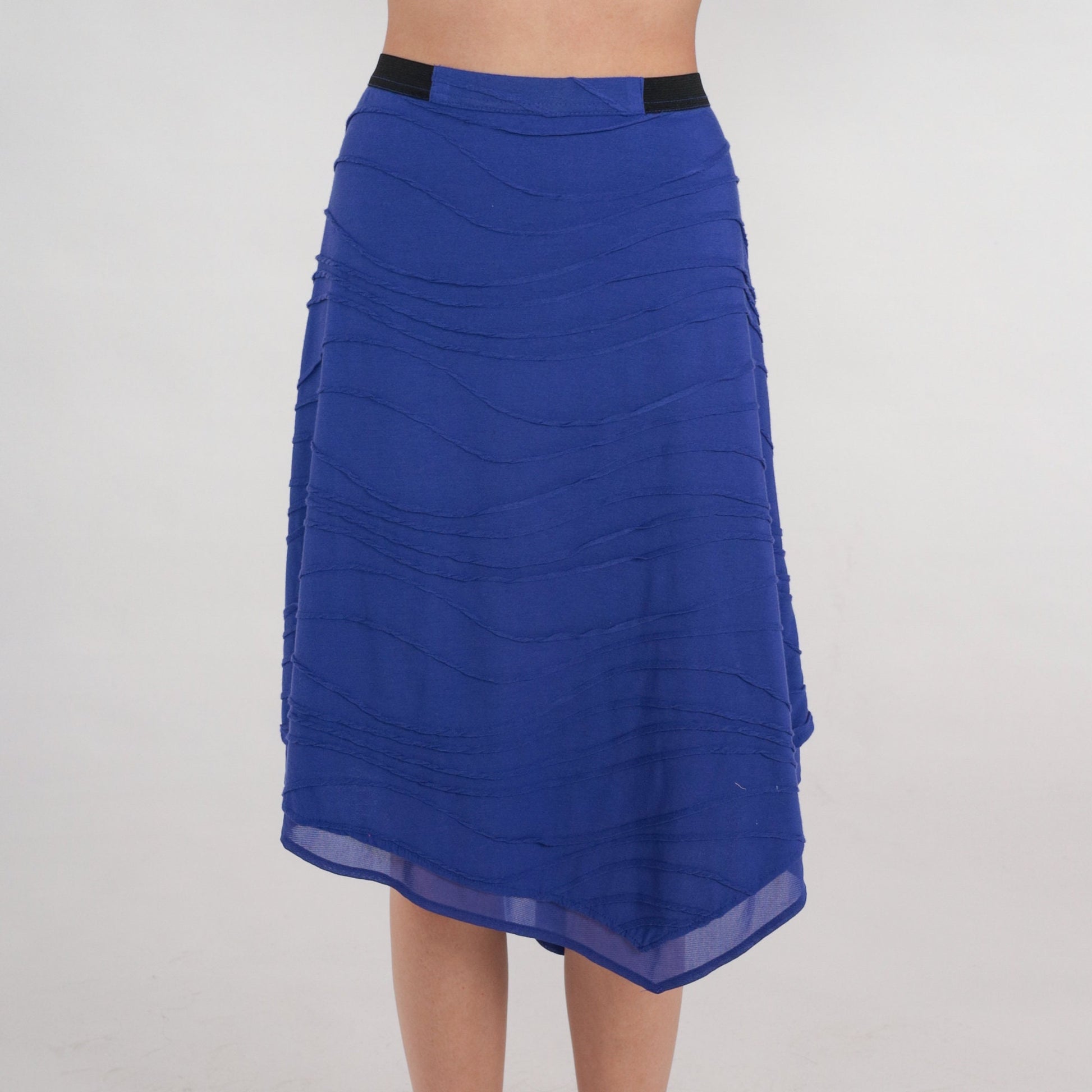 Vera Wang Y2K Royal Blue Midi Skirt Asymmetrical Hem Medium M