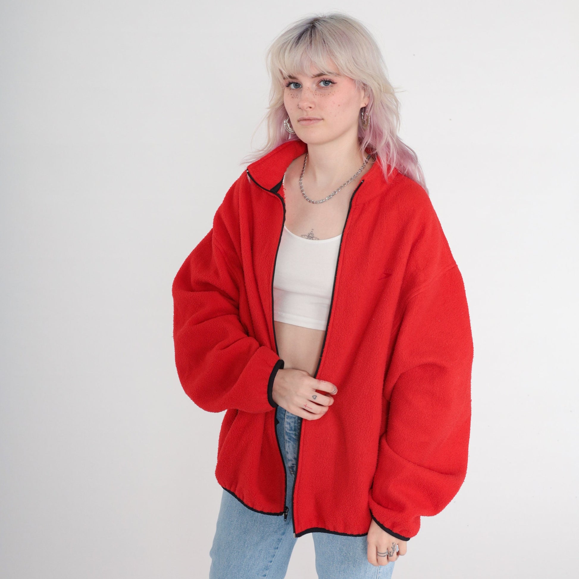 90s Speedo Red Fleece Zip-Up Jacket Extra Large XL