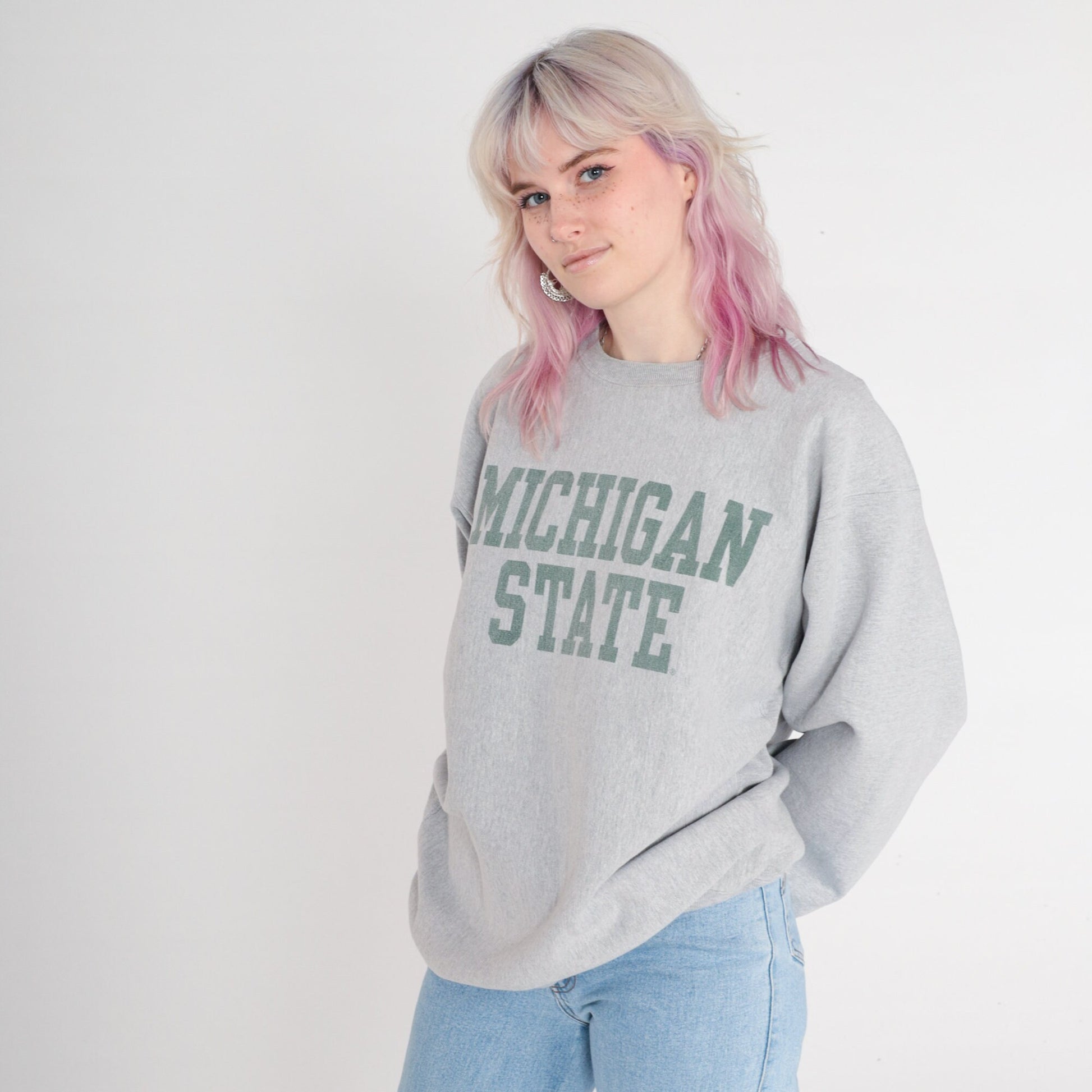 00s Michigan State Spartans Sweatshirt Steve & Barry's Heather Grey Large