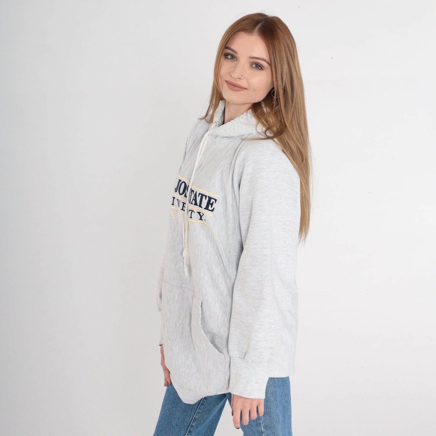 90s San Jose State University Alumni Hoodie Heather Grey Spartans Logo Medium M