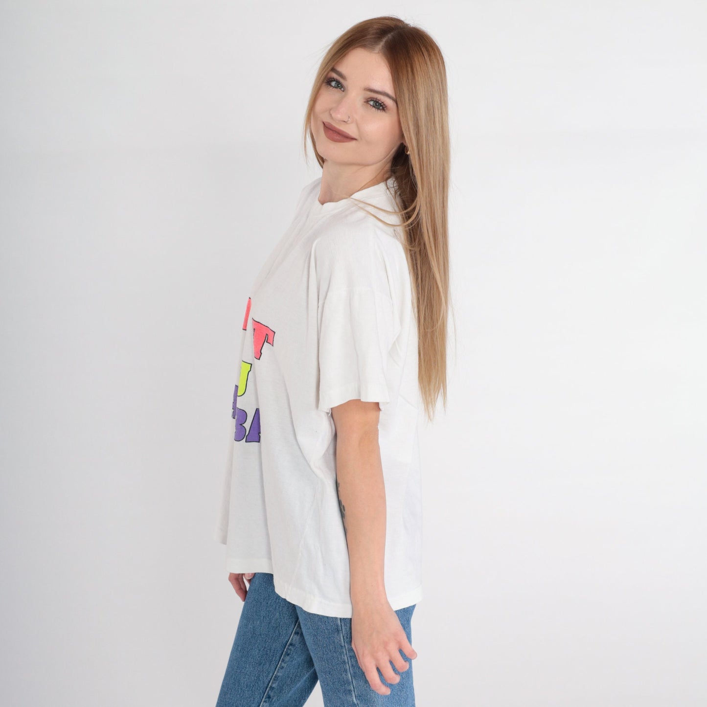 90s 2 Hot 4 U Aruba Jamaica Graphic T-Shirt White Single Stitch Medium