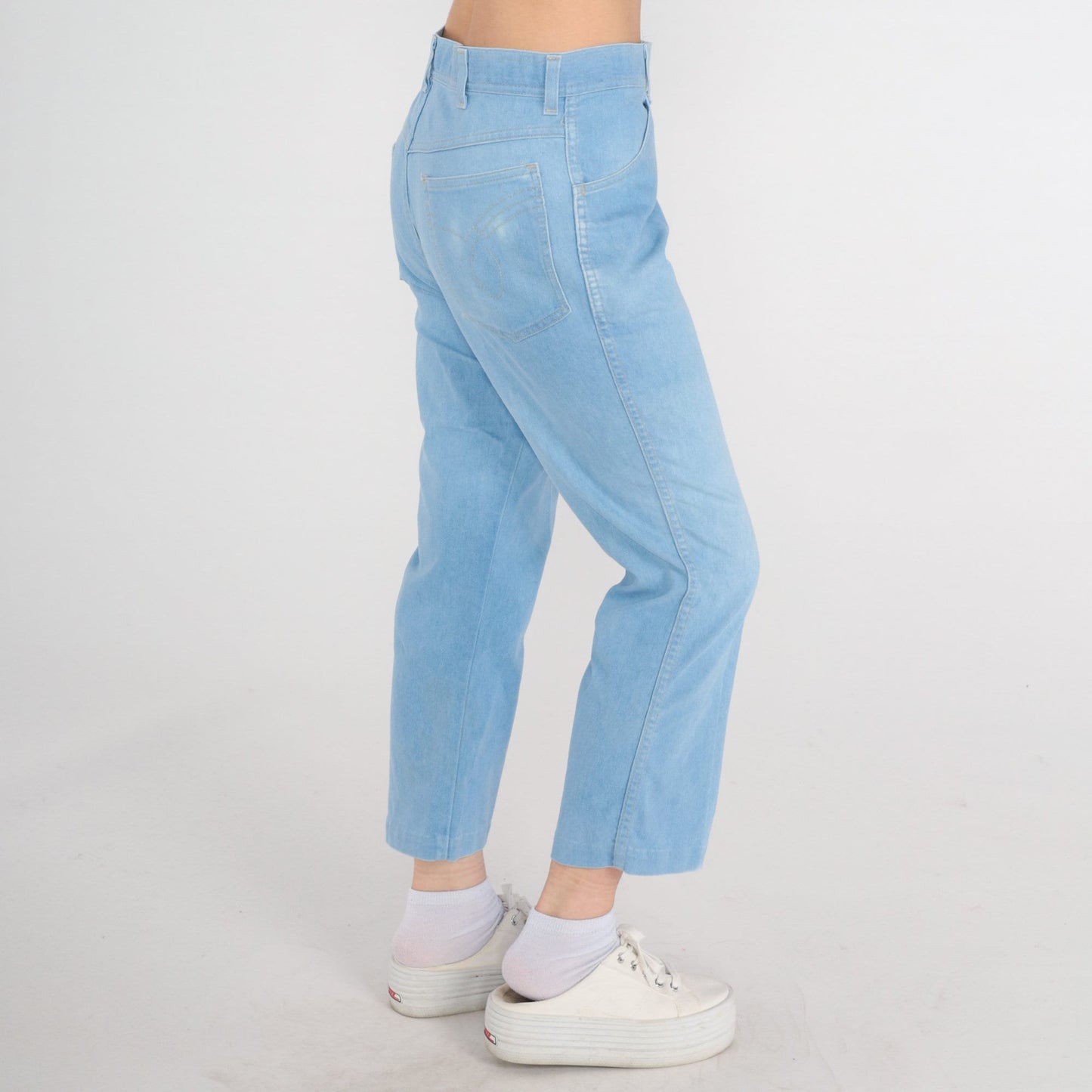 70s Bell Bottom Flared Jeans Men's 33 High Rise Denim Blue Medium