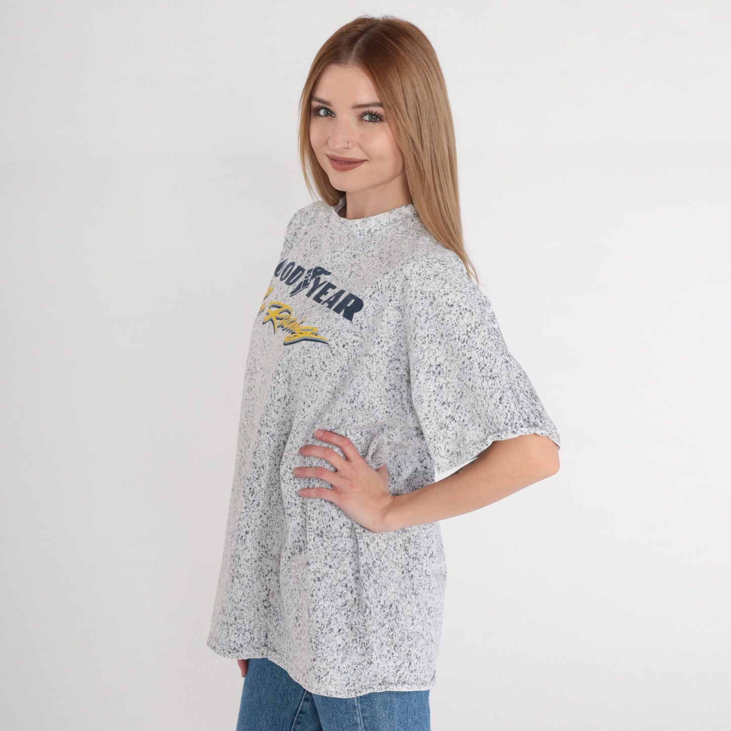 90s Goodyear Racing Paint Splatter Graphic T-Shirt Cotton Extra Large XL