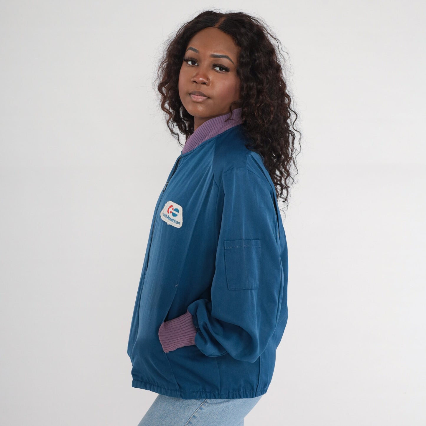 80s North American Van Lines Trucker Jacket Navy Workwear Medium